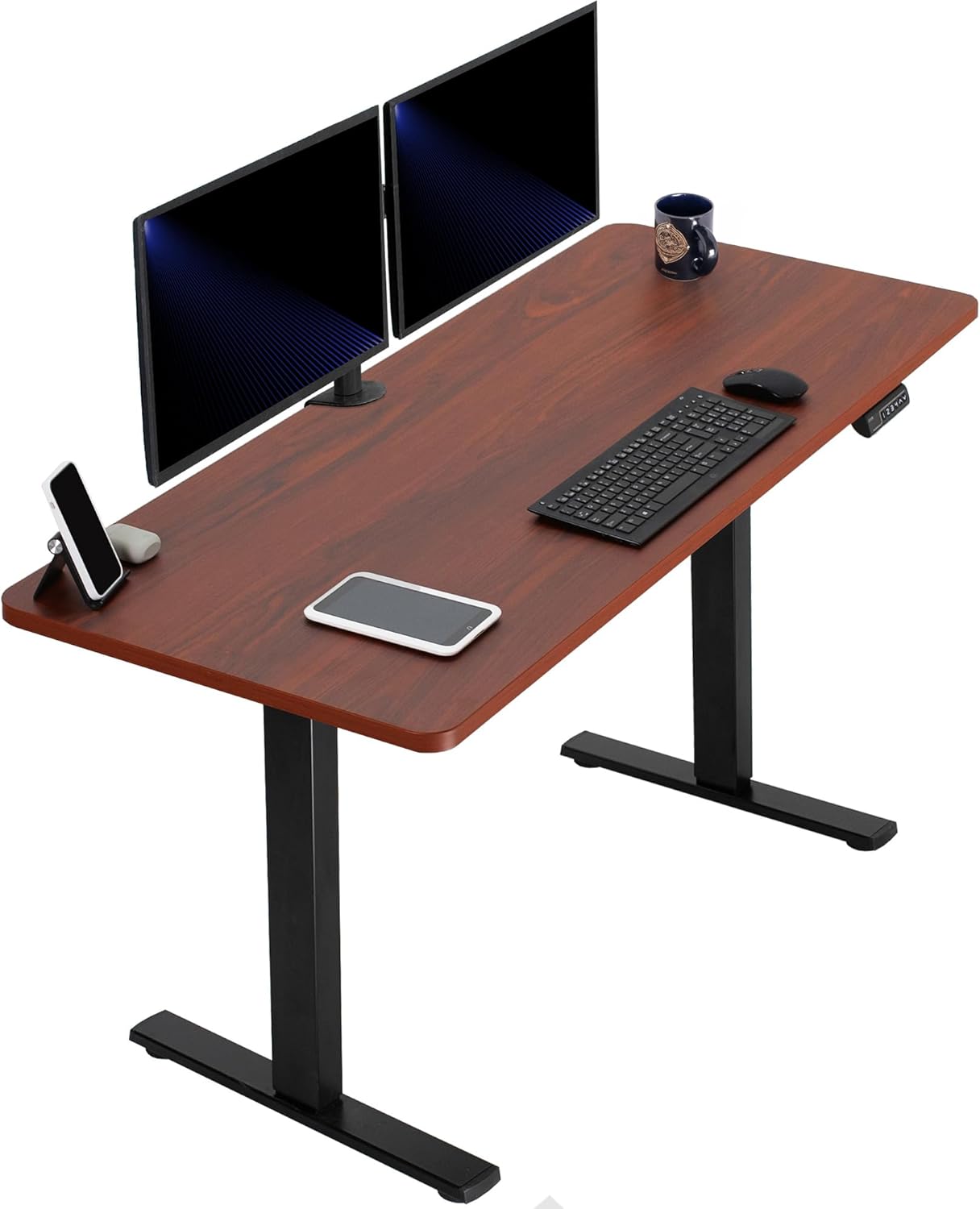 VIVO Electric 60 x 24 in Standing Desk, Memory Height Adjustment, 1B Series, Holds 220 lbs, One-Piece Black Top, Black Frame, DESK-KIT-1B6B