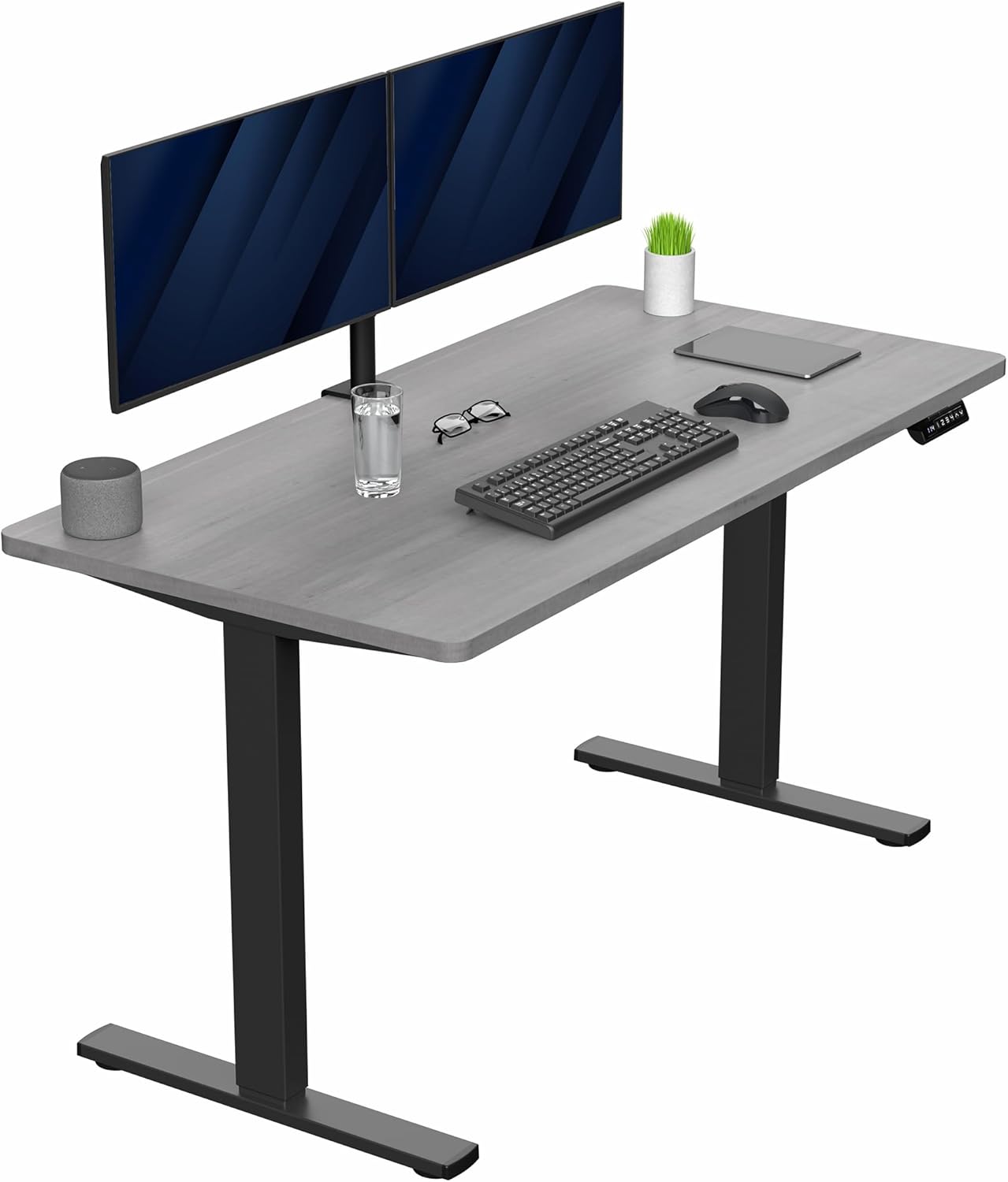 VIVO Electric 60 x 24 in Standing Desk, Memory Height Adjustment, 1B Series, Holds 220 lbs, One-Piece Black Top, Black Frame, DESK-KIT-1B6B