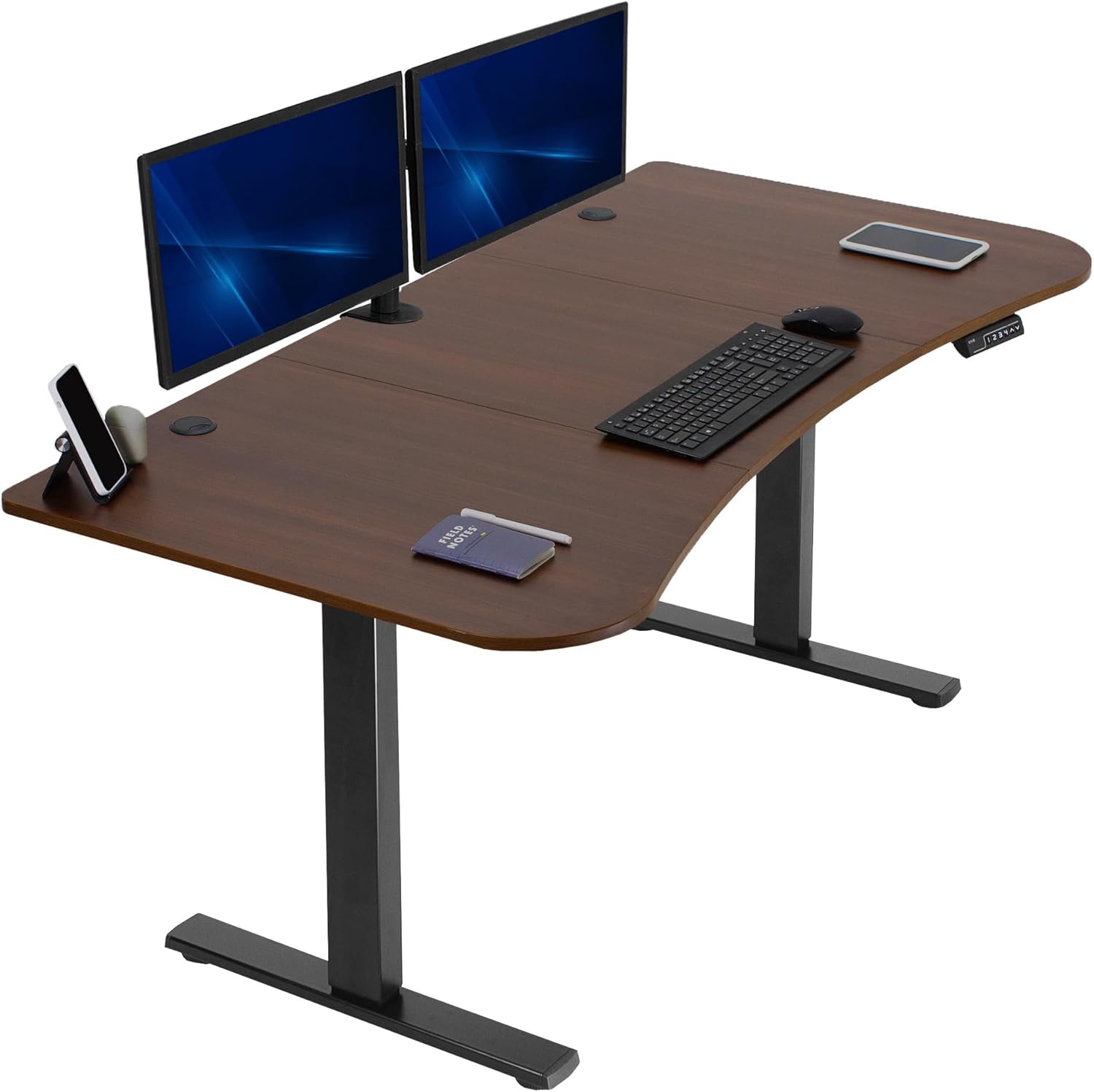 VIVO Electric 60 x 24 in Standing Desk, Memory Height Adjustment, 1B Series, Holds 220 lbs, One-Piece Black Top, Black Frame, DESK-KIT-1B6B