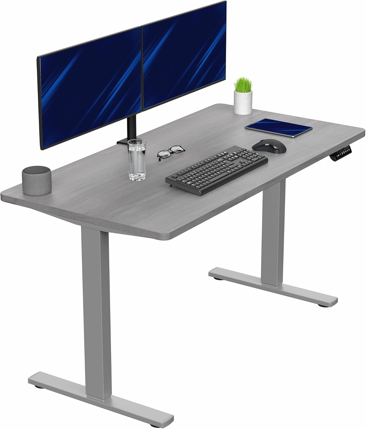 VIVO Electric 60 x 24 in Standing Desk, Memory Height Adjustment, 1B Series, Holds 220 lbs, One-Piece Black Top, Black Frame, DESK-KIT-1B6B