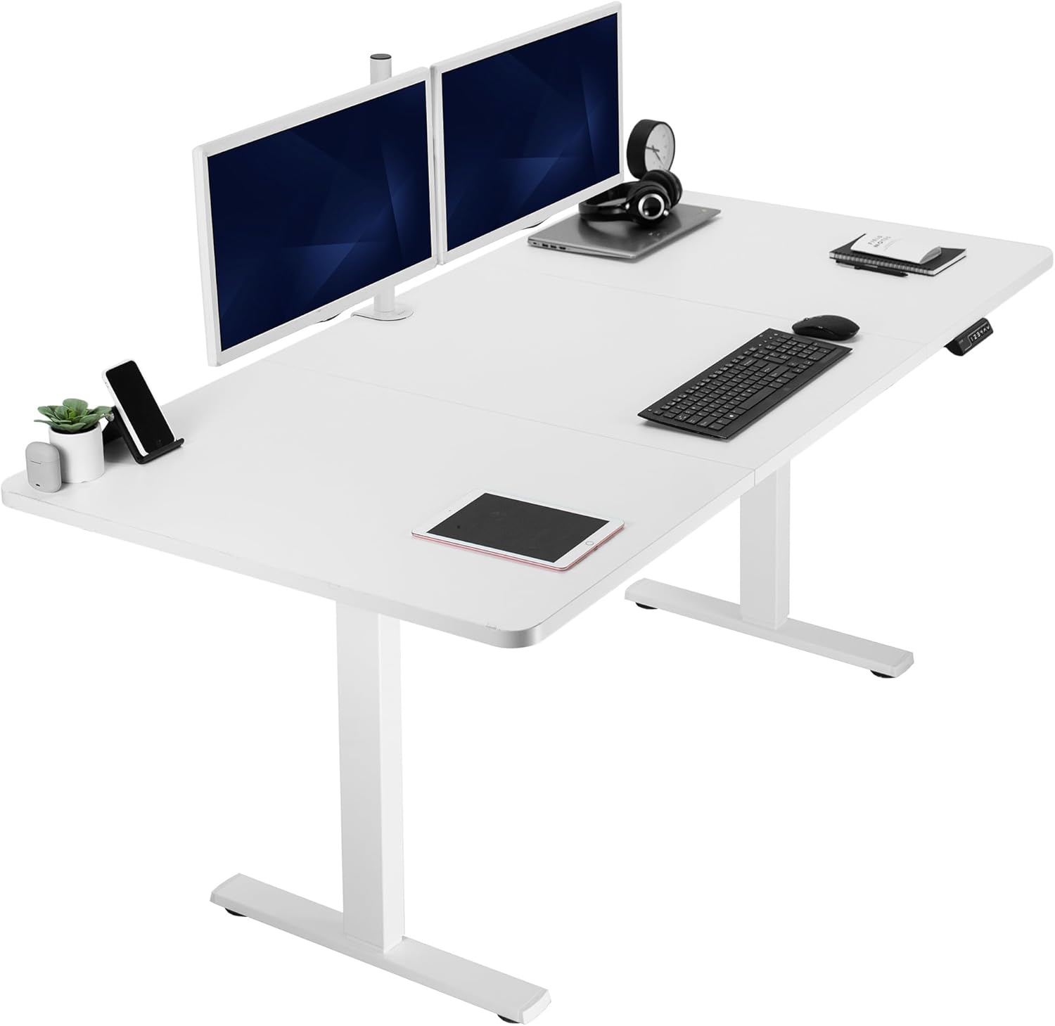 VIVO Electric 60 x 24 in Standing Desk, Memory Height Adjustment, 1B Series, Holds 220 lbs, One-Piece Black Top, Black Frame, DESK-KIT-1B6B