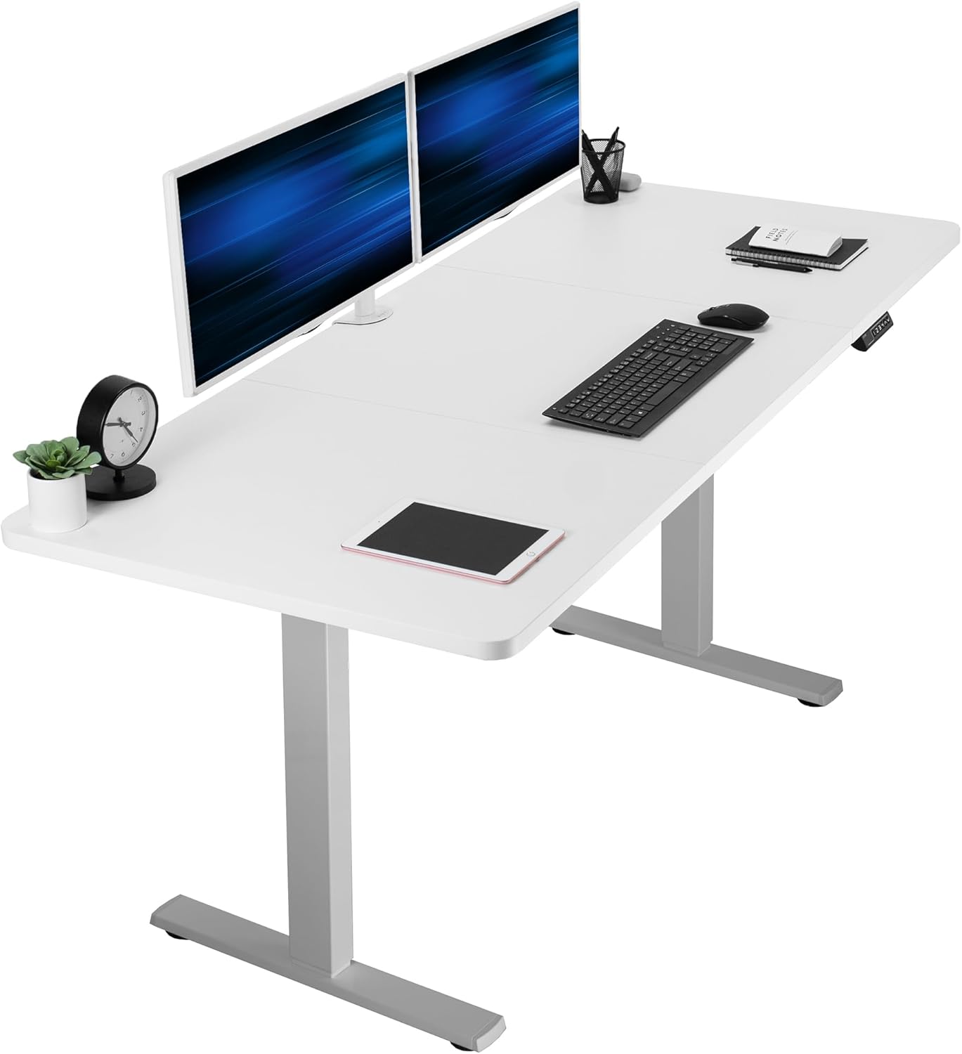VIVO Electric 60 x 24 in Standing Desk, Memory Height Adjustment, 1B Series, Holds 220 lbs, One-Piece Black Top, Black Frame, DESK-KIT-1B6B