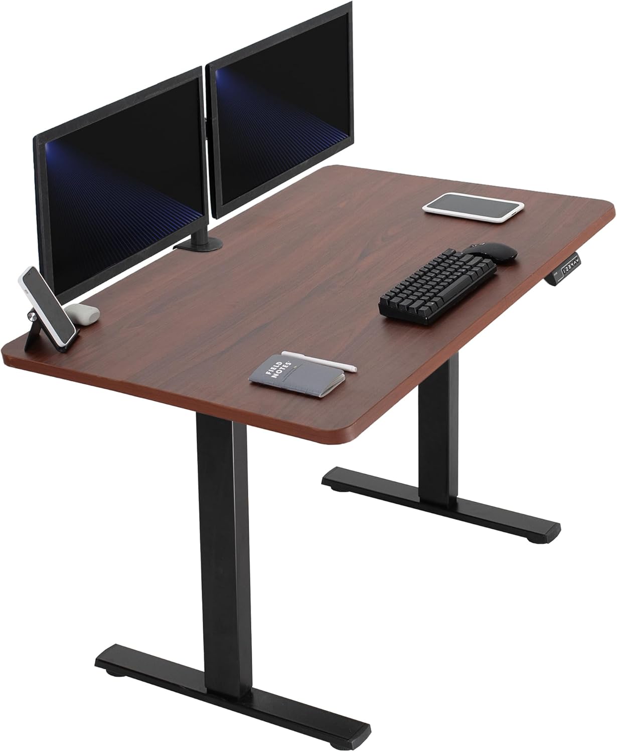 VIVO Electric 60 x 24 in Standing Desk, Memory Height Adjustment, 1B Series, Holds 220 lbs, One-Piece Black Top, Black Frame, DESK-KIT-1B6B