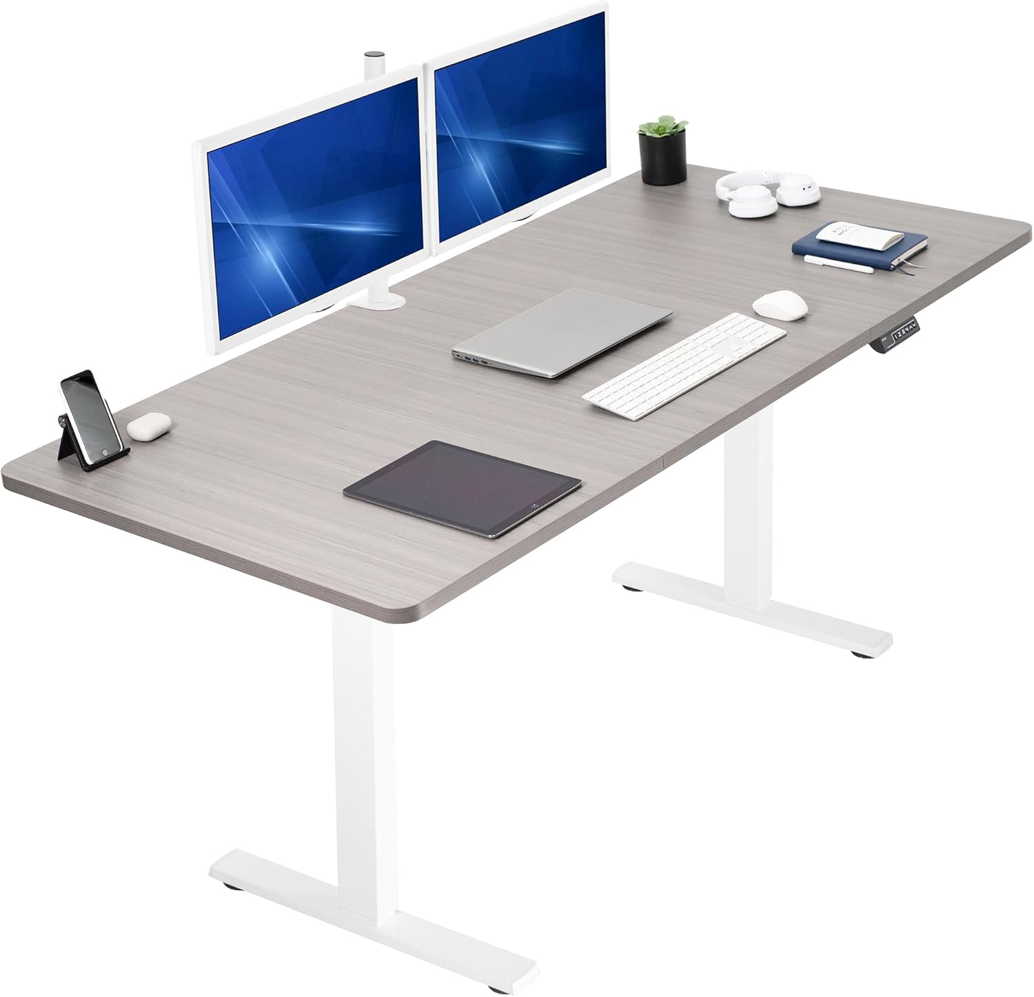 VIVO Electric 60 x 24 in Standing Desk, Memory Height Adjustment, 1B Series, Holds 220 lbs, One-Piece Black Top, Black Frame, DESK-KIT-1B6B
