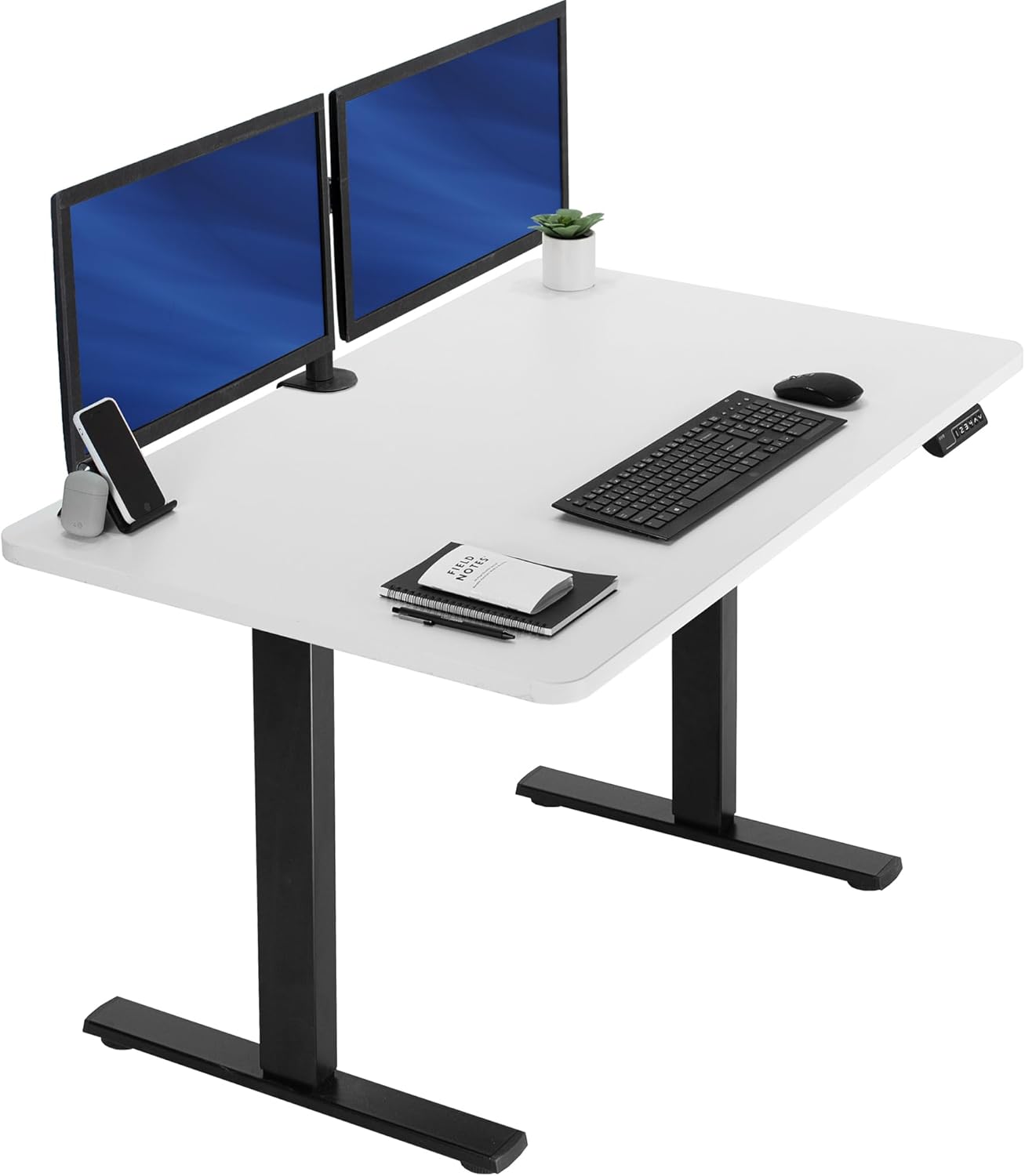VIVO Electric 60 x 24 in Standing Desk, Memory Height Adjustment, 1B Series, Holds 220 lbs, One-Piece Black Top, Black Frame, DESK-KIT-1B6B