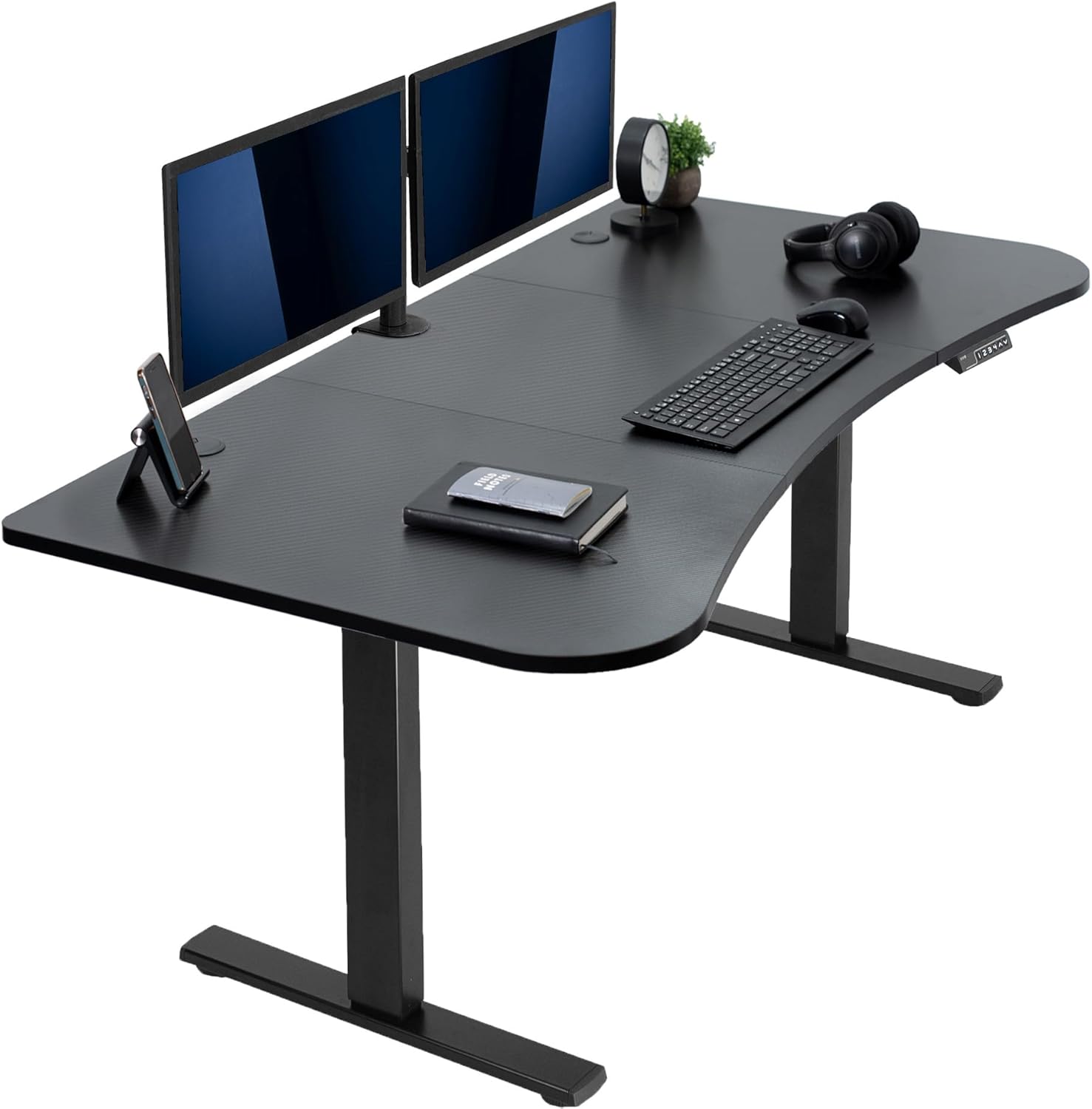 VIVO Electric 60 x 24 in Standing Desk, Memory Height Adjustment, 1B Series, Holds 220 lbs, One-Piece Black Top, Black Frame, DESK-KIT-1B6B
