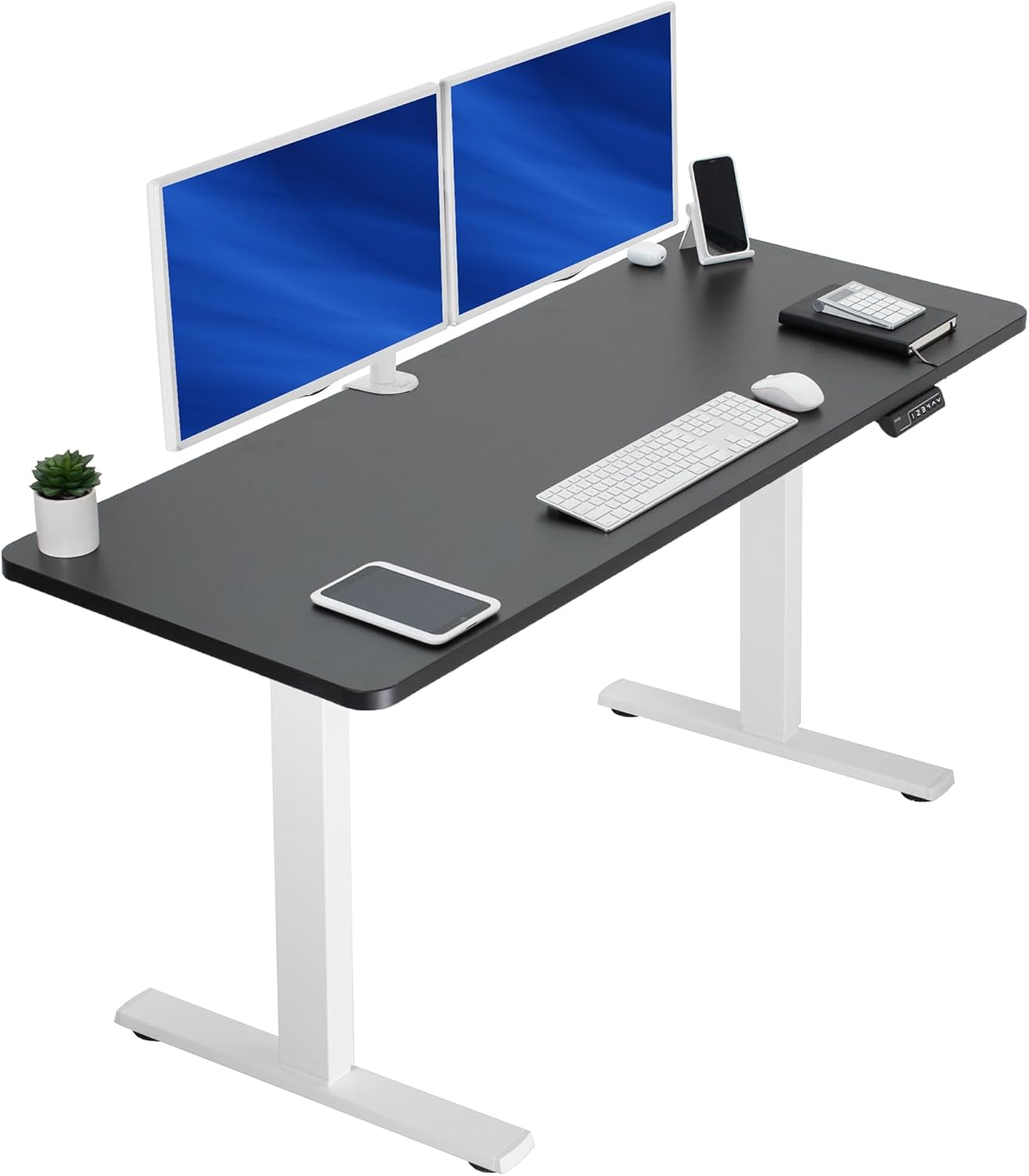 VIVO Electric 60 x 24 in Standing Desk, Memory Height Adjustment, 1B Series, Holds 220 lbs, One-Piece Black Top, Black Frame, DESK-KIT-1B6B