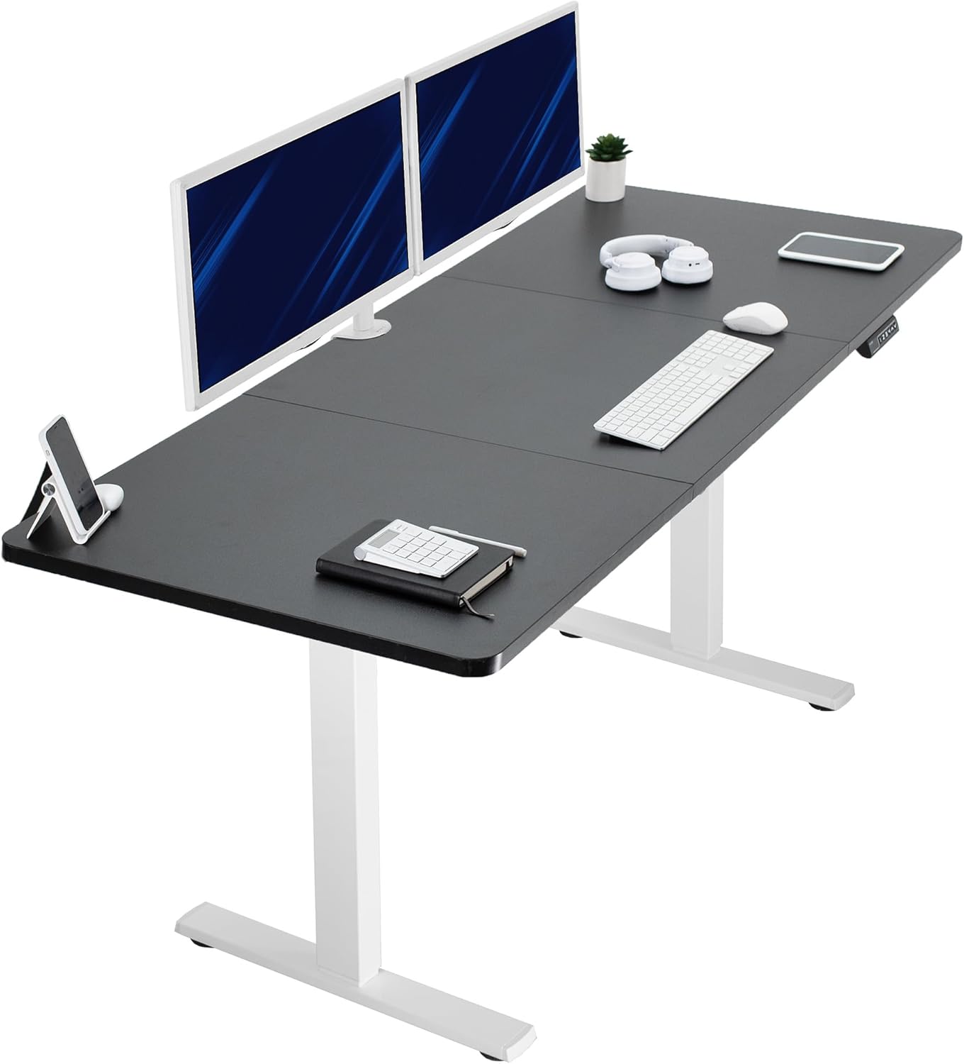 VIVO Electric 60 x 24 in Standing Desk, Memory Height Adjustment, 1B Series, Holds 220 lbs, One-Piece Black Top, Black Frame, DESK-KIT-1B6B