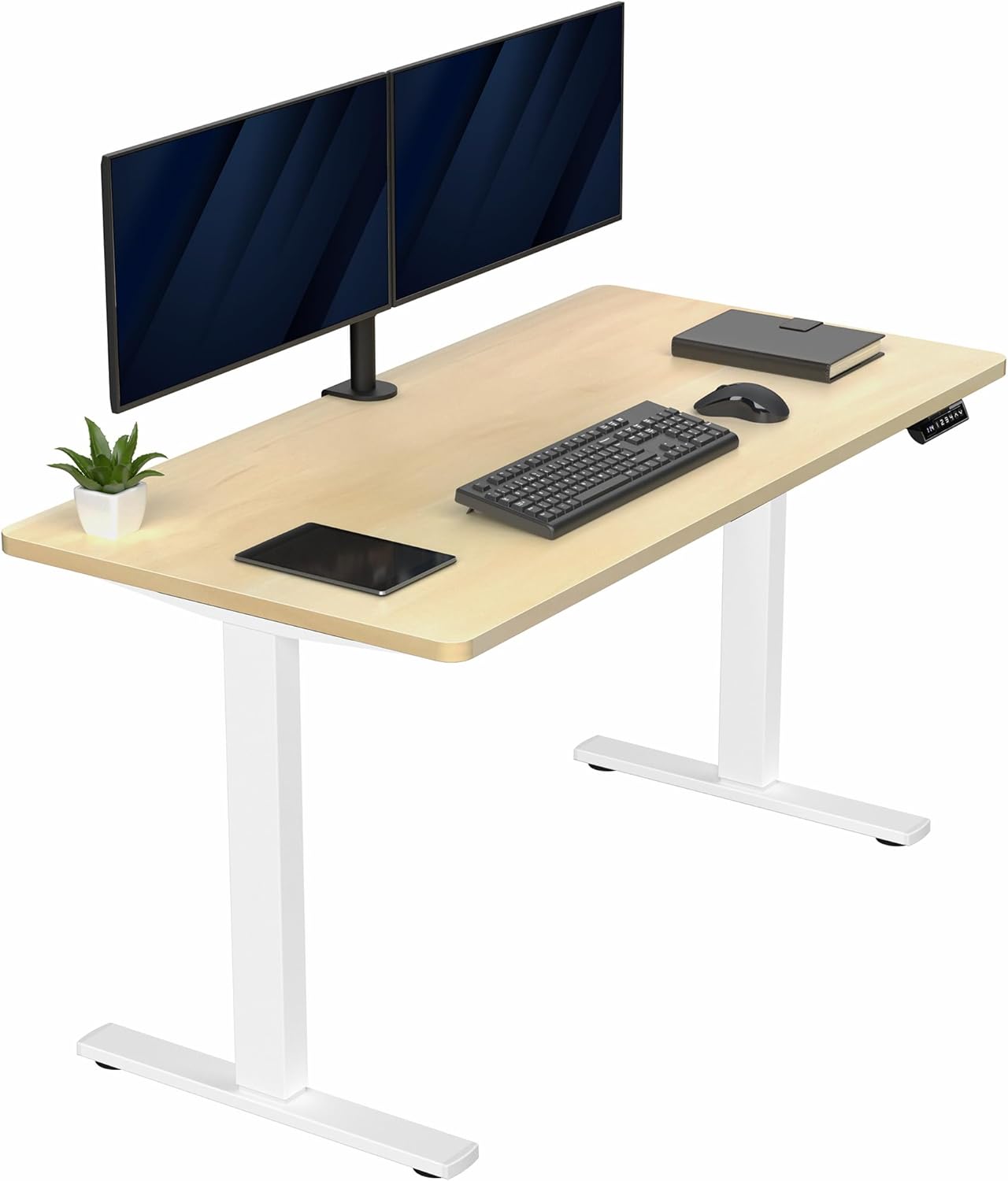 VIVO Electric 60 x 24 in Standing Desk, Memory Height Adjustment, 1B Series, Holds 220 lbs, One-Piece Black Top, Black Frame, DESK-KIT-1B6B