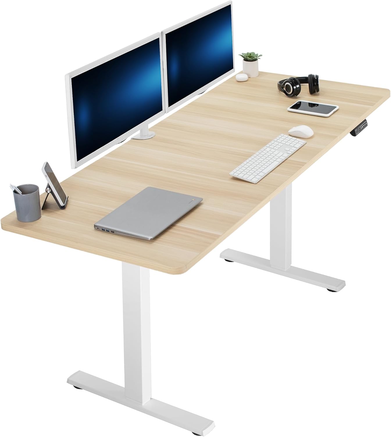 VIVO Electric 60 x 24 in Standing Desk, Memory Height Adjustment, 1B Series, Holds 220 lbs, One-Piece Black Top, Black Frame, DESK-KIT-1B6B