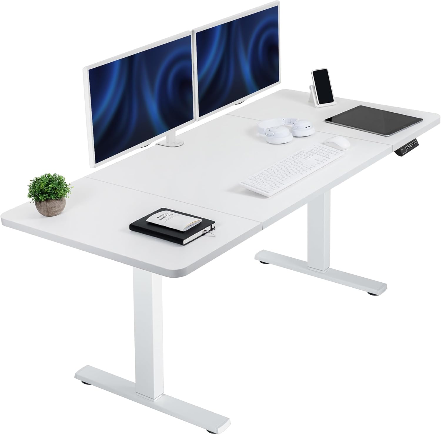 VIVO Electric 60 x 24 in Standing Desk, Memory Height Adjustment, 1B Series, Holds 220 lbs, One-Piece Black Top, Black Frame, DESK-KIT-1B6B