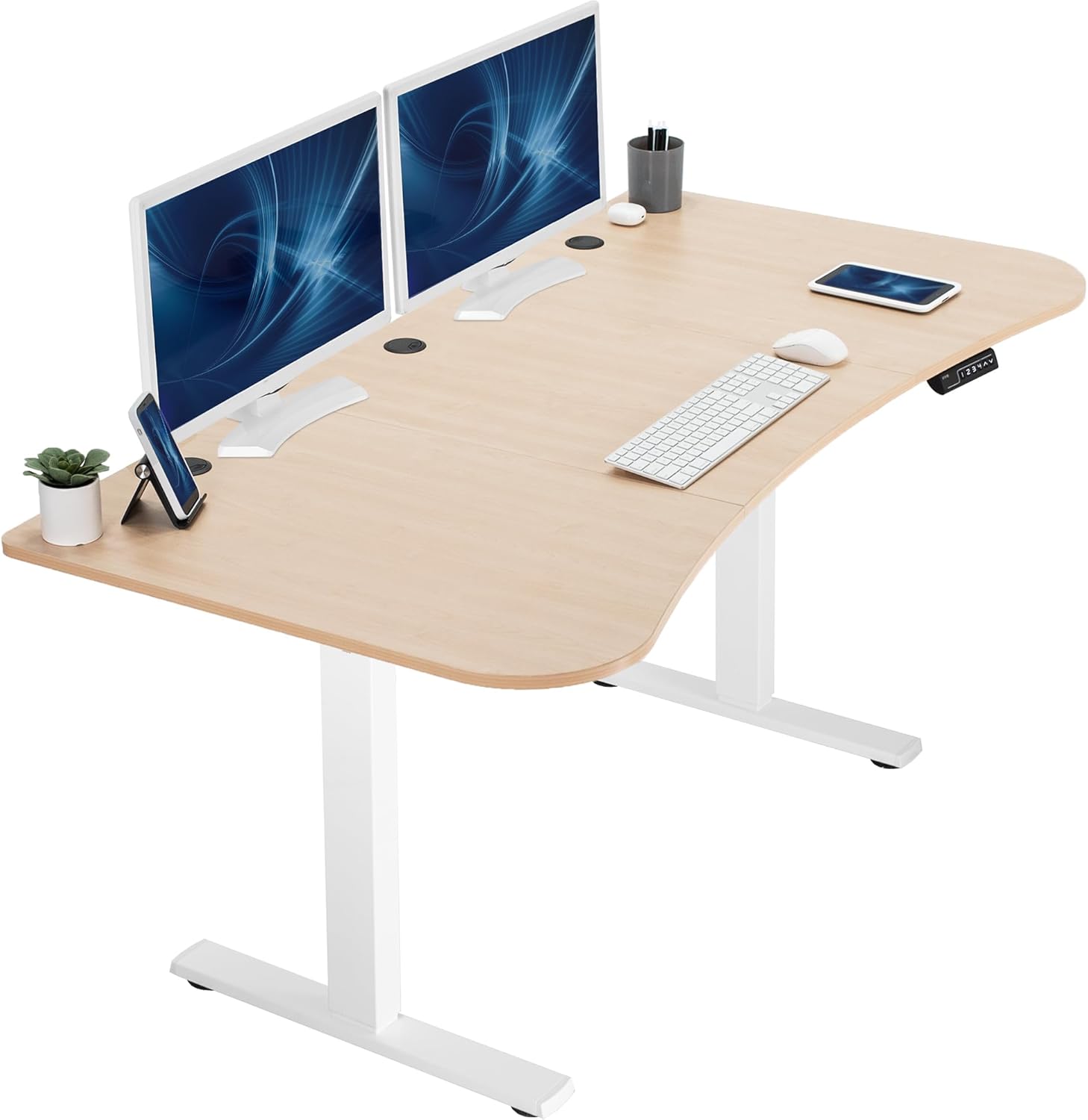 VIVO Electric 60 x 24 in Standing Desk, Memory Height Adjustment, 1B Series, Holds 220 lbs, One-Piece Black Top, Black Frame, DESK-KIT-1B6B