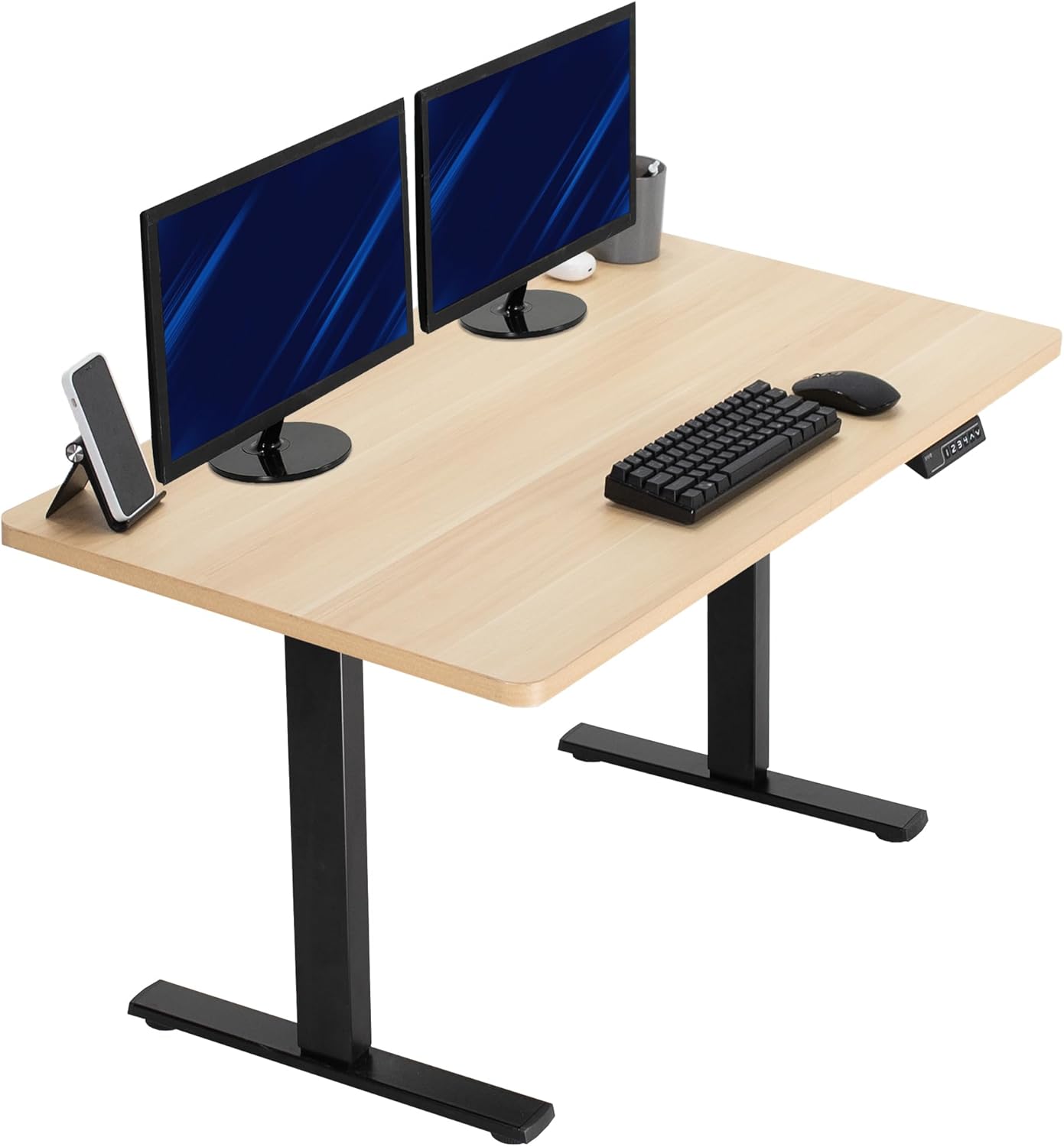 VIVO Electric 60 x 24 in Standing Desk, Memory Height Adjustment, 1B Series, Holds 220 lbs, One-Piece Black Top, Black Frame, DESK-KIT-1B6B