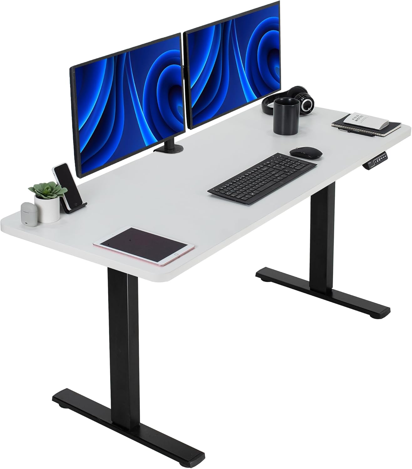 VIVO Electric 60 x 24 in Standing Desk, Memory Height Adjustment, 1B Series, Holds 220 lbs, One-Piece Black Top, Black Frame, DESK-KIT-1B6B
