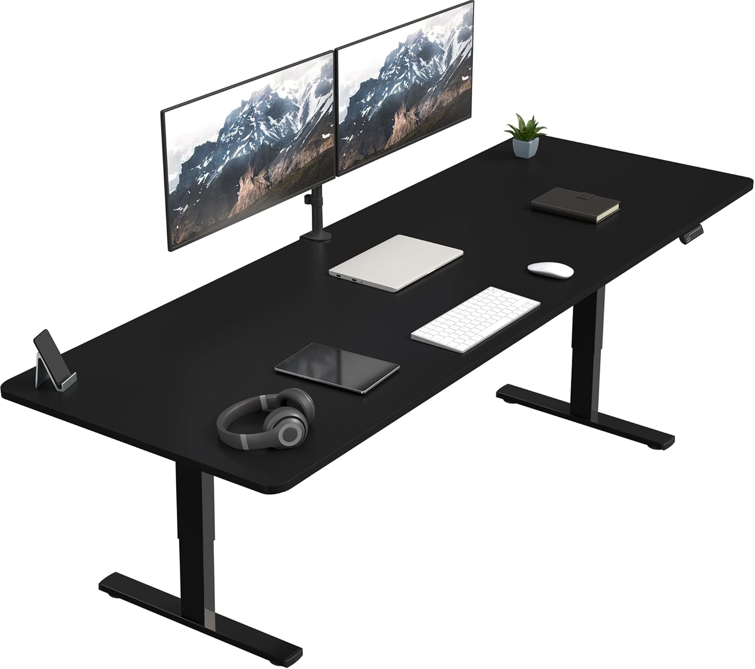 VIVO Electric 60 x 24 in Standing Desk, Memory Height Adjustment, 1B Series, Holds 220 lbs, One-Piece Black Top, Black Frame, DESK-KIT-1B6B