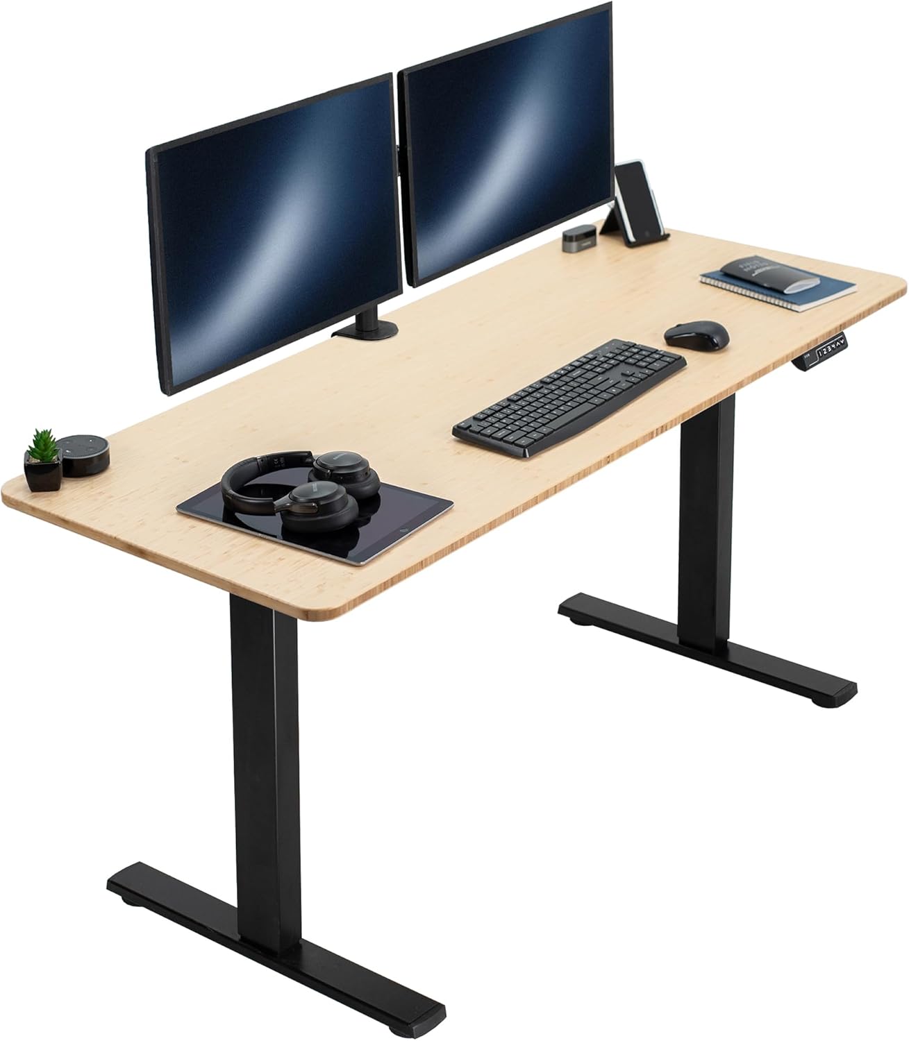 VIVO Electric 60 x 24 in Standing Desk, Memory Height Adjustment, 1B Series, Holds 220 lbs, One-Piece Black Top, Black Frame, DESK-KIT-1B6B