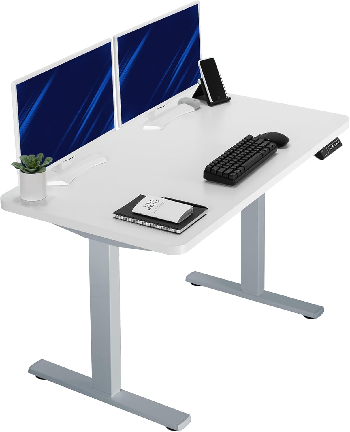 VIVO Electric 60 x 24 in Standing Desk, Memory Height Adjustment, 1B Series, Holds 220 lbs, One-Piece Black Top, Black Frame, DESK-KIT-1B6B