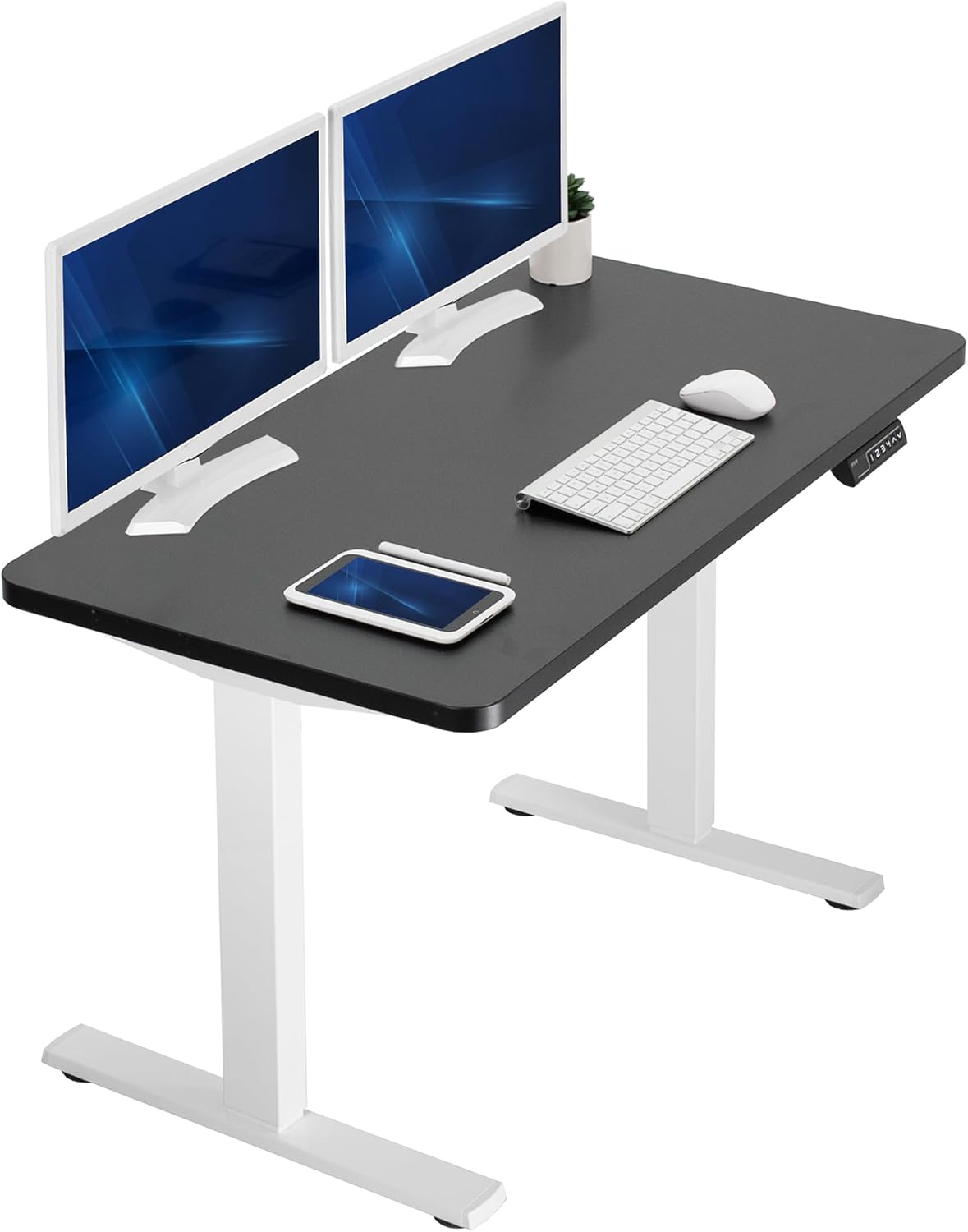 VIVO Electric 60 x 24 in Standing Desk, Memory Height Adjustment, 1B Series, Holds 220 lbs, One-Piece Black Top, Black Frame, DESK-KIT-1B6B