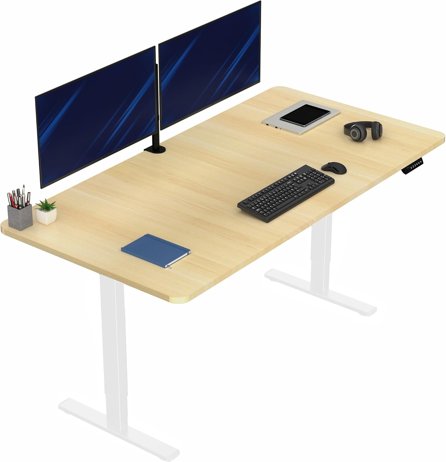 VIVO Electric 60 x 24 in Standing Desk, Memory Height Adjustment, 1B Series, Holds 220 lbs, One-Piece Black Top, Black Frame, DESK-KIT-1B6B