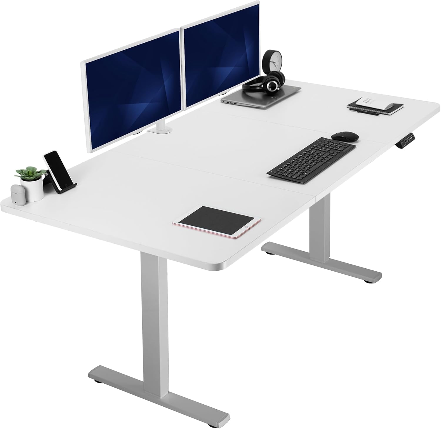 VIVO Electric 60 x 24 in Standing Desk, Memory Height Adjustment, 1B Series, Holds 220 lbs, One-Piece Black Top, Black Frame, DESK-KIT-1B6B