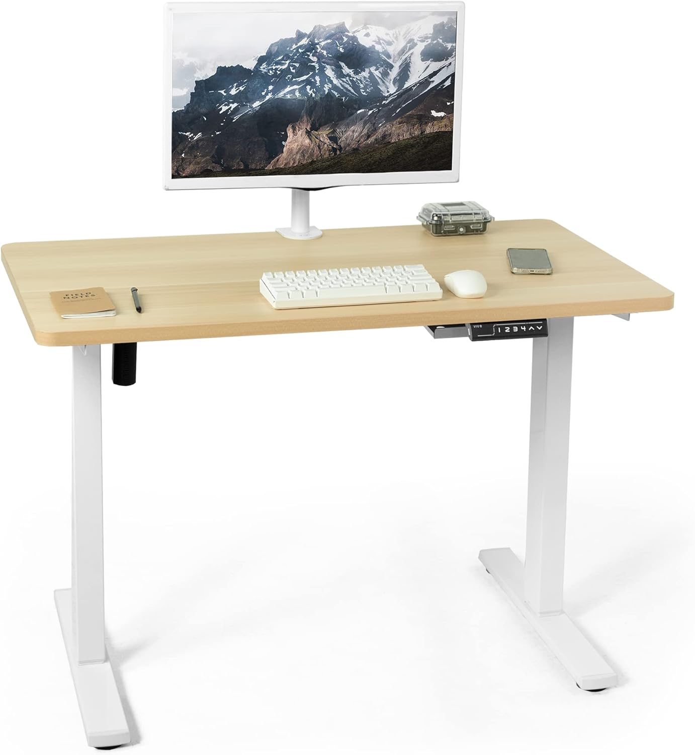 VIVO Electric 60 x 24 in Standing Desk, Memory Height Adjustment, 1B Series, Holds 220 lbs, One-Piece Black Top, Black Frame, DESK-KIT-1B6B