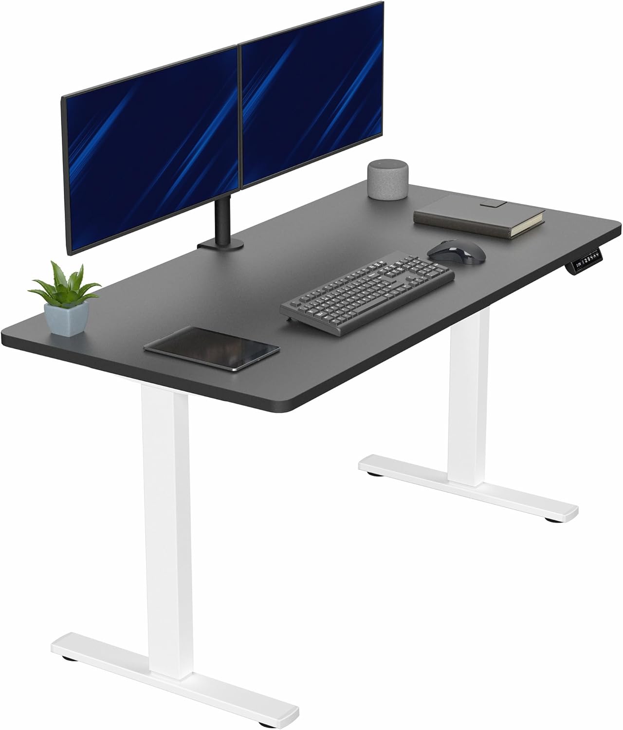 VIVO Electric 60 x 24 in Standing Desk, Memory Height Adjustment, 1B Series, Holds 220 lbs, One-Piece Black Top, Black Frame, DESK-KIT-1B6B