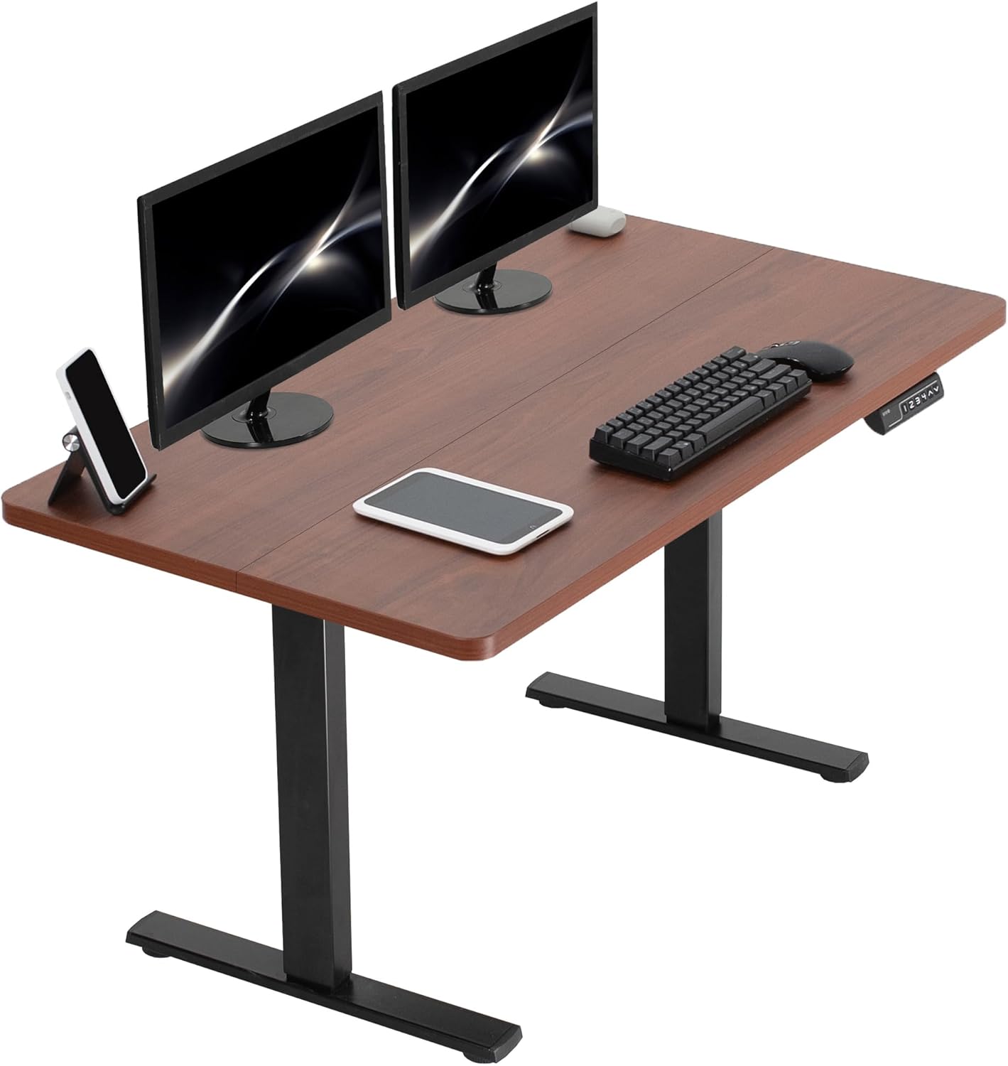 VIVO Electric 60 x 24 in Standing Desk, Memory Height Adjustment, 1B Series, Holds 220 lbs, One-Piece Black Top, Black Frame, DESK-KIT-1B6B