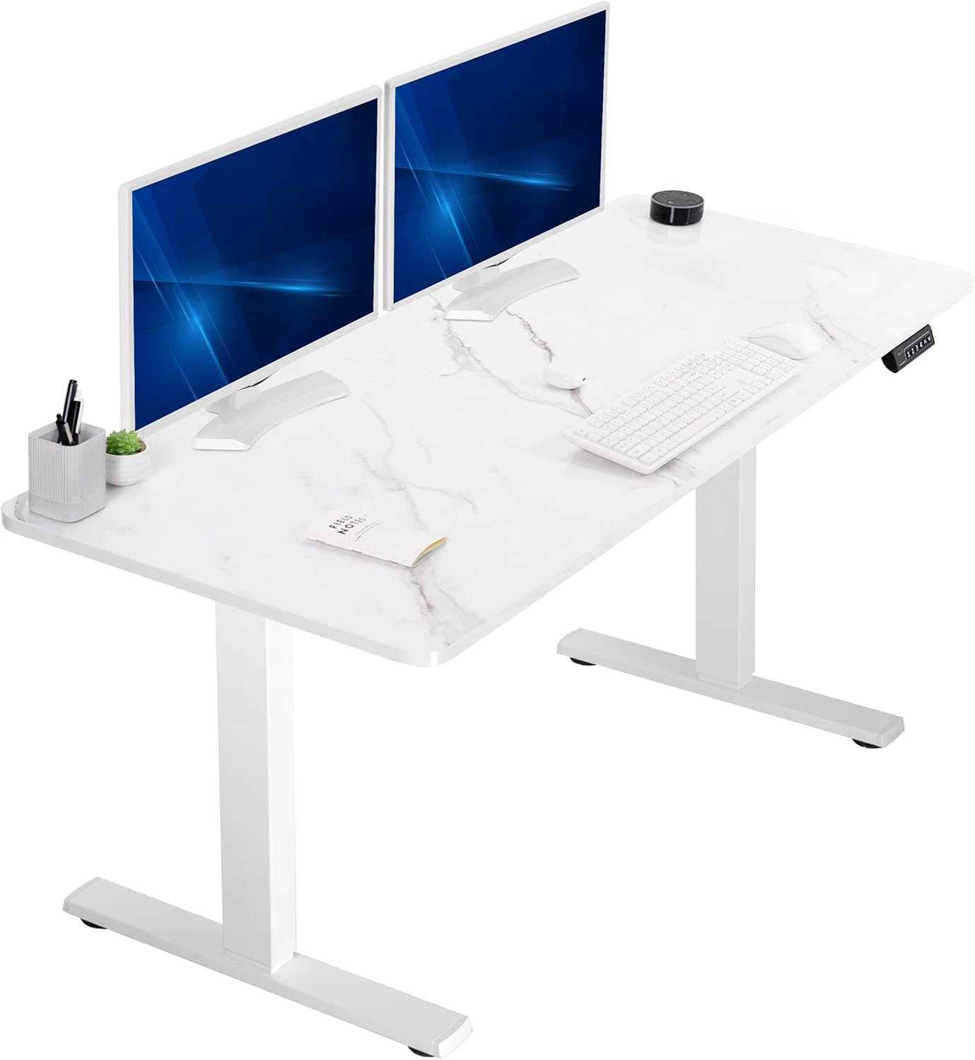 VIVO Electric 60 x 24 in Standing Desk, Memory Height Adjustment, 1B Series, Holds 220 lbs, One-Piece Black Top, Black Frame, DESK-KIT-1B6B