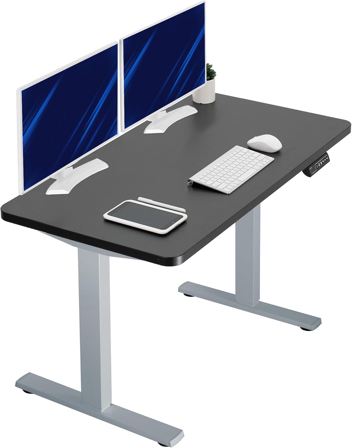 VIVO Electric 60 x 24 in Standing Desk, Memory Height Adjustment, 1B Series, Holds 220 lbs, One-Piece Black Top, Black Frame, DESK-KIT-1B6B