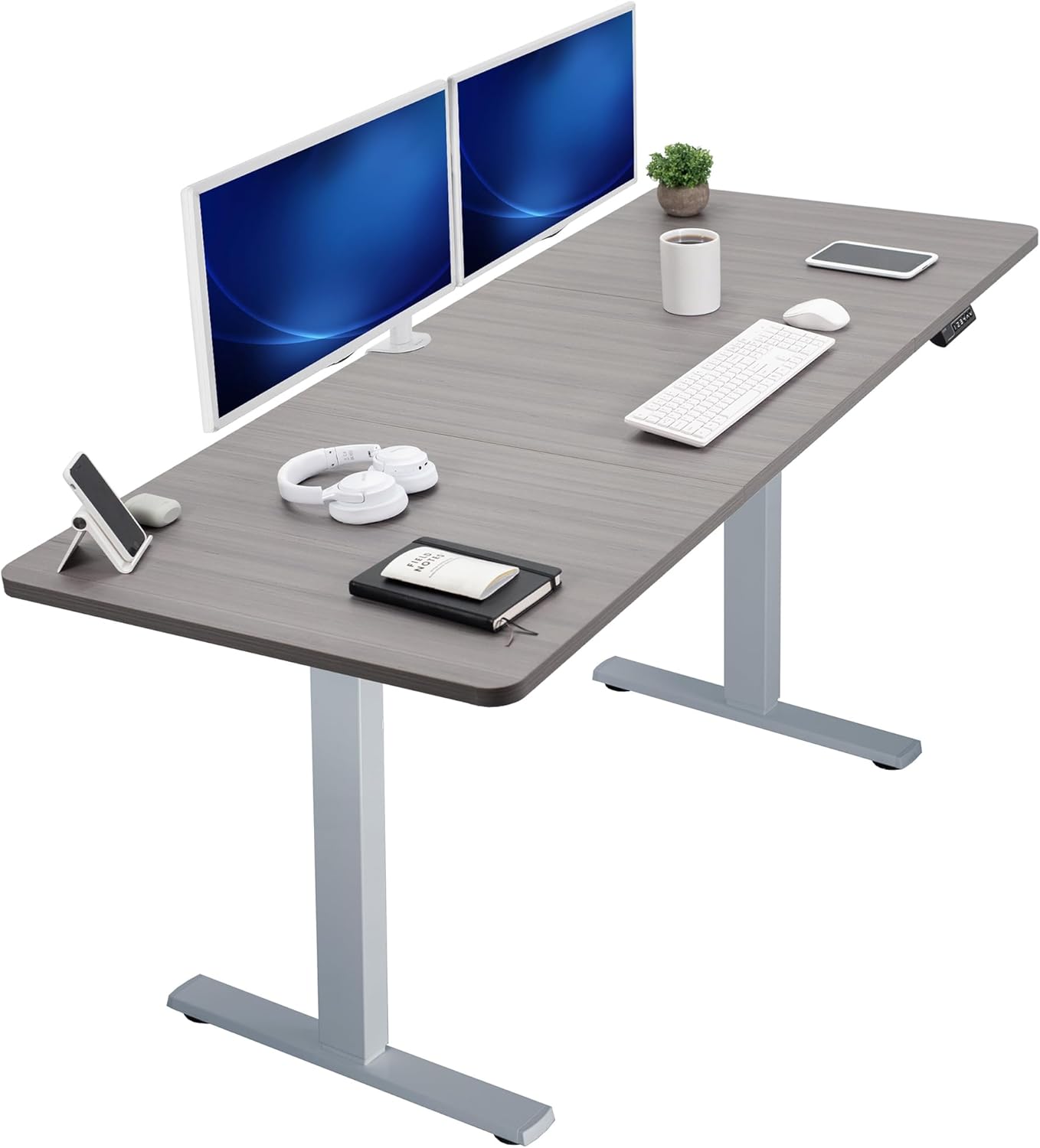 VIVO Electric 60 x 24 in Standing Desk, Memory Height Adjustment, 1B Series, Holds 220 lbs, One-Piece Black Top, Black Frame, DESK-KIT-1B6B