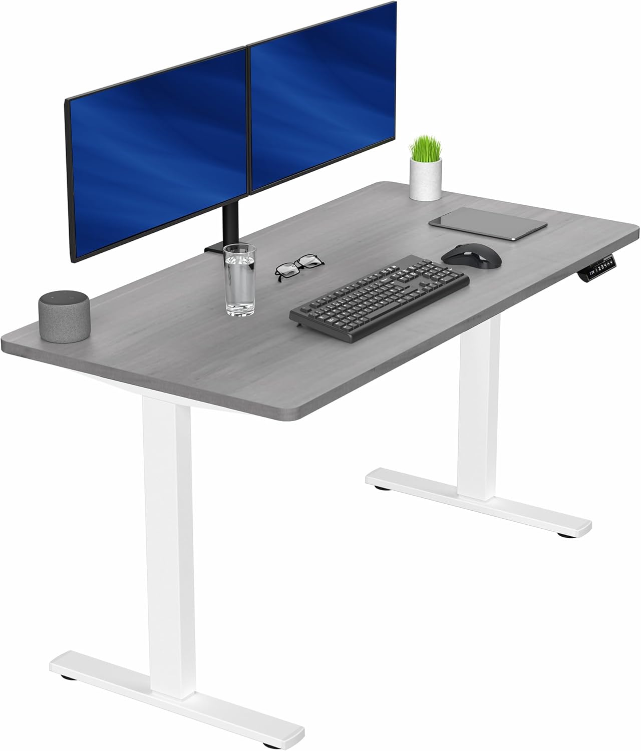 VIVO Electric 60 x 24 in Standing Desk, Memory Height Adjustment, 1B Series, Holds 220 lbs, One-Piece Black Top, Black Frame, DESK-KIT-1B6B