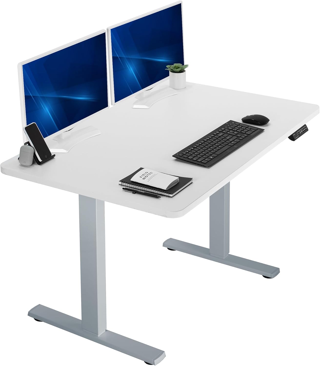 VIVO Electric 60 x 24 in Standing Desk, Memory Height Adjustment, 1B Series, Holds 220 lbs, One-Piece Black Top, Black Frame, DESK-KIT-1B6B