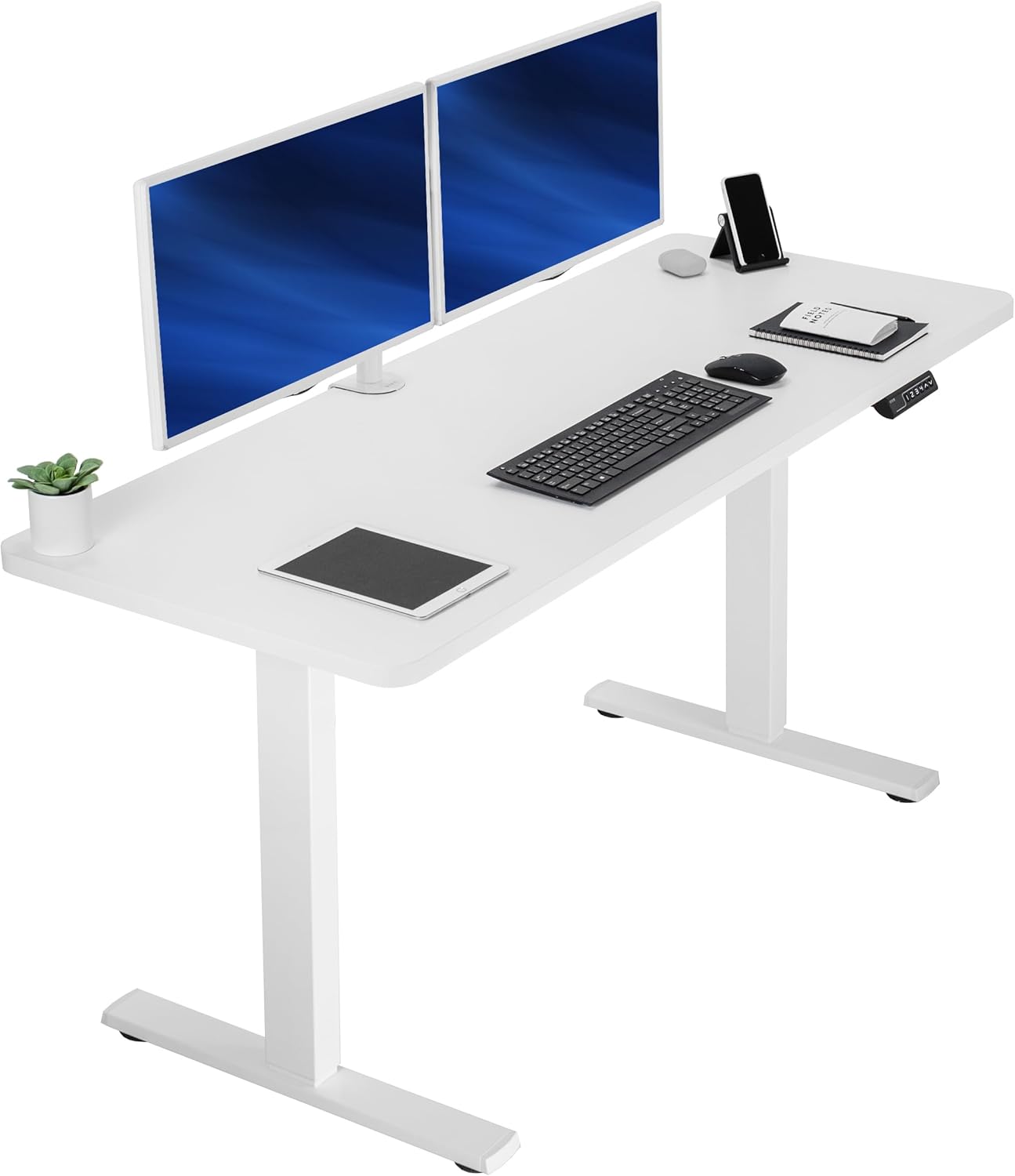 VIVO Electric 60 x 24 in Standing Desk, Memory Height Adjustment, 1B Series, Holds 220 lbs, One-Piece Black Top, Black Frame, DESK-KIT-1B6B