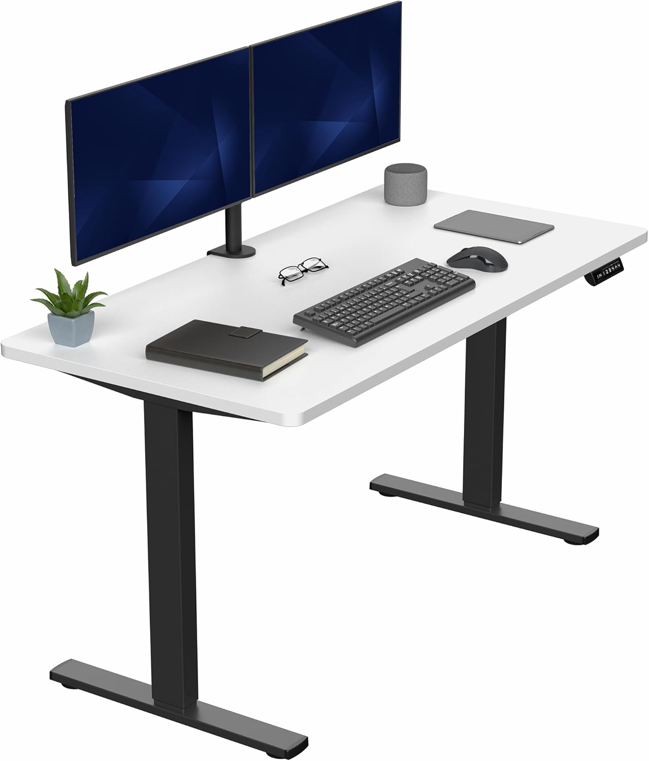 VIVO Electric 60 x 24 in Standing Desk, Memory Height Adjustment, 1B Series, Holds 220 lbs, One-Piece Black Top, Black Frame, DESK-KIT-1B6B