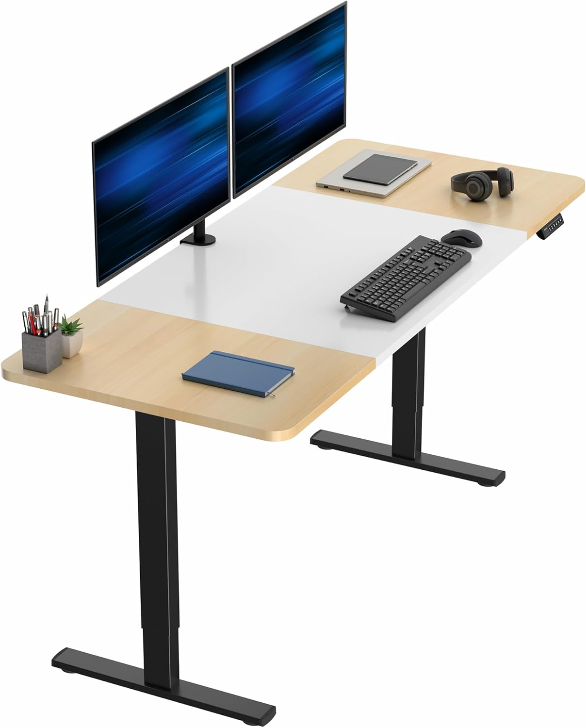 VIVO Electric 60 x 24 in Standing Desk, Memory Height Adjustment, 1B Series, Holds 220 lbs, One-Piece Black Top, Black Frame, DESK-KIT-1B6B