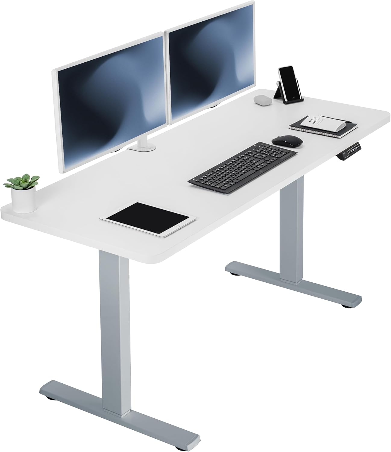 VIVO Electric 60 x 24 in Standing Desk, Memory Height Adjustment, 1B Series, Holds 220 lbs, One-Piece Black Top, Black Frame, DESK-KIT-1B6B