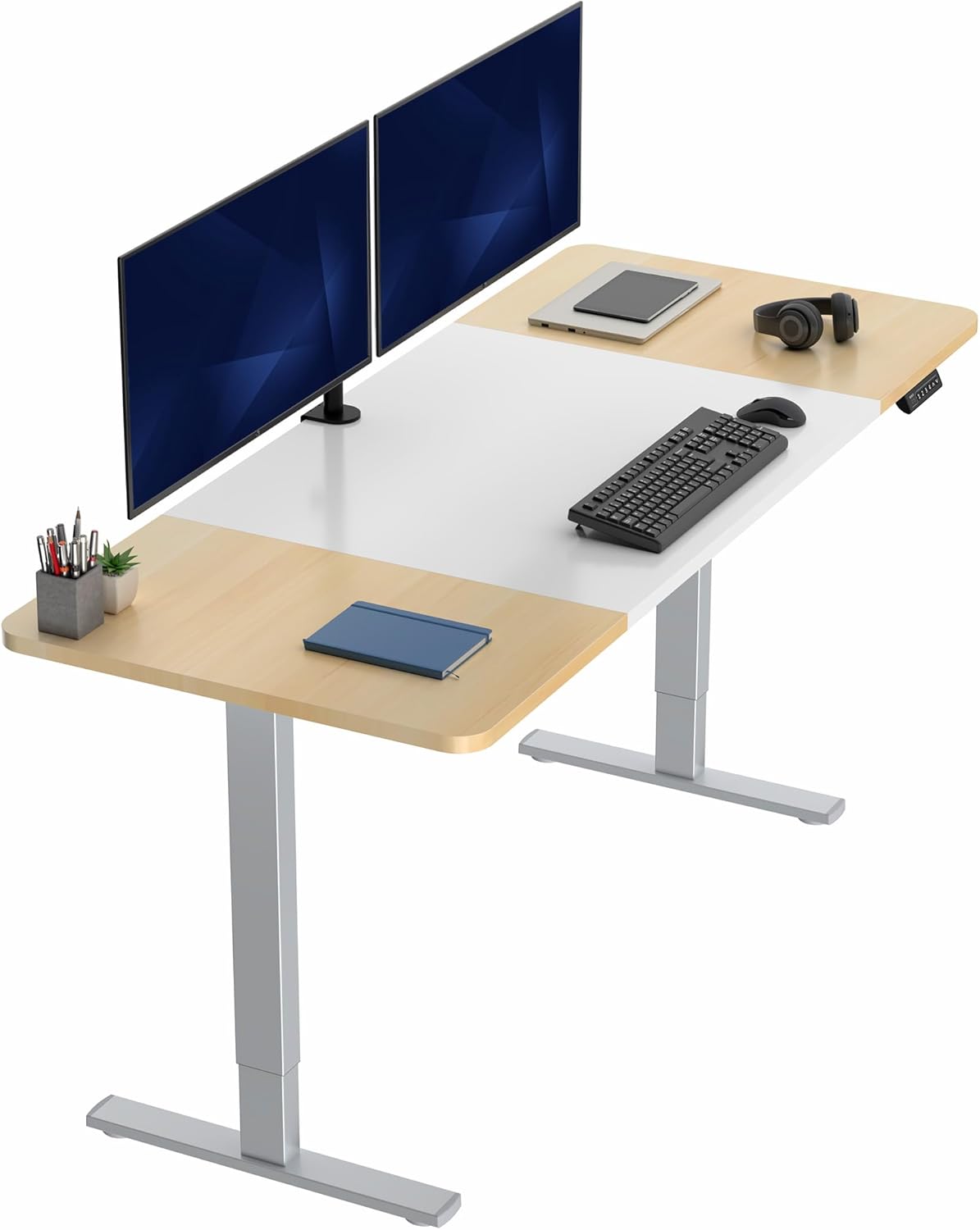 VIVO Electric 60 x 24 in Standing Desk, Memory Height Adjustment, 1B Series, Holds 220 lbs, One-Piece Black Top, Black Frame, DESK-KIT-1B6B