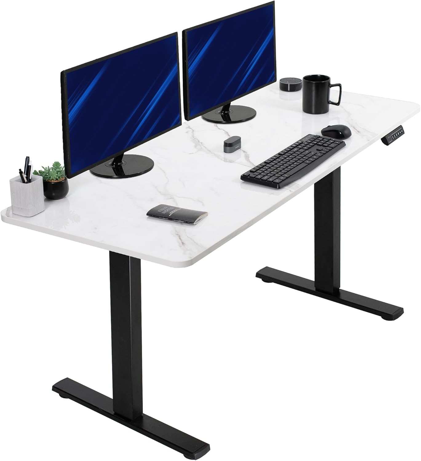 VIVO Electric 60 x 24 in Standing Desk, Memory Height Adjustment, 1B Series, Holds 220 lbs, One-Piece Black Top, Black Frame, DESK-KIT-1B6B