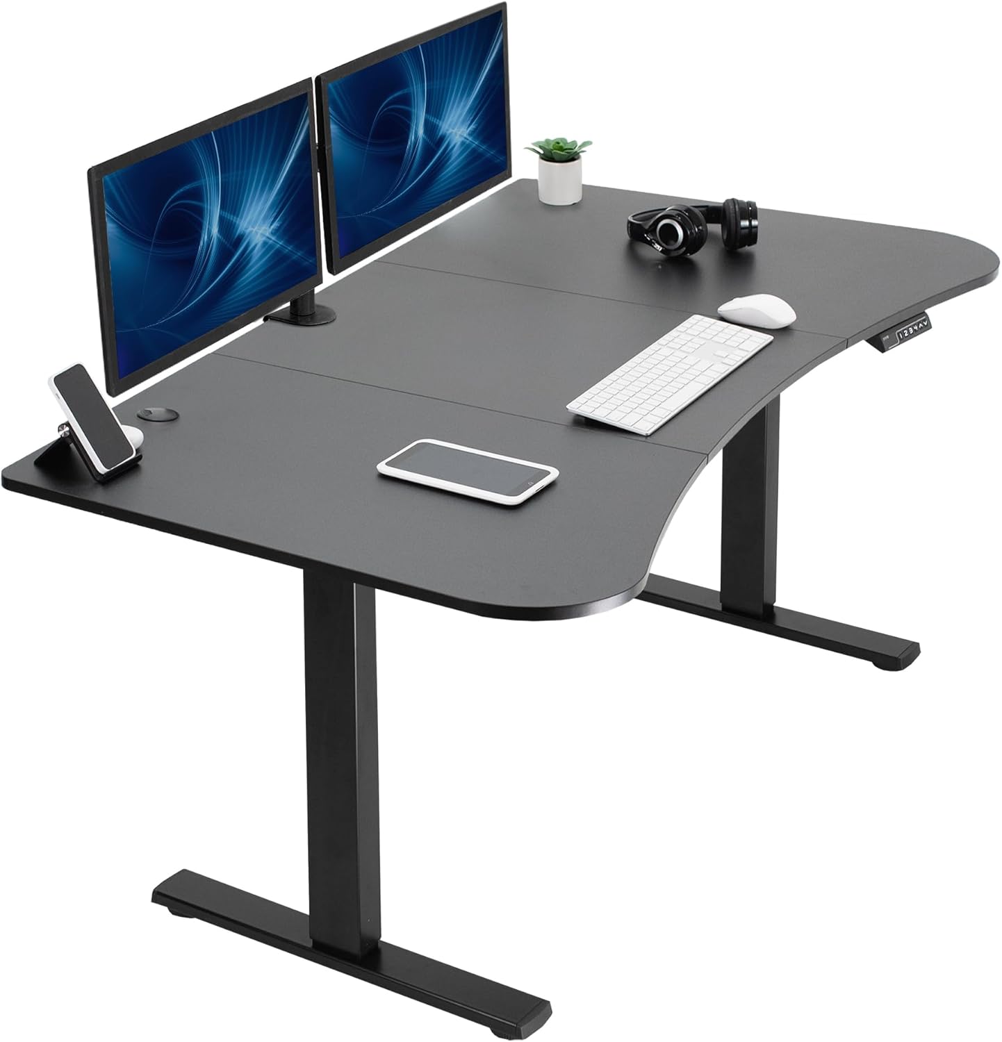 VIVO Electric 60 x 24 in Standing Desk, Memory Height Adjustment, 1B Series, Holds 220 lbs, One-Piece Black Top, Black Frame, DESK-KIT-1B6B