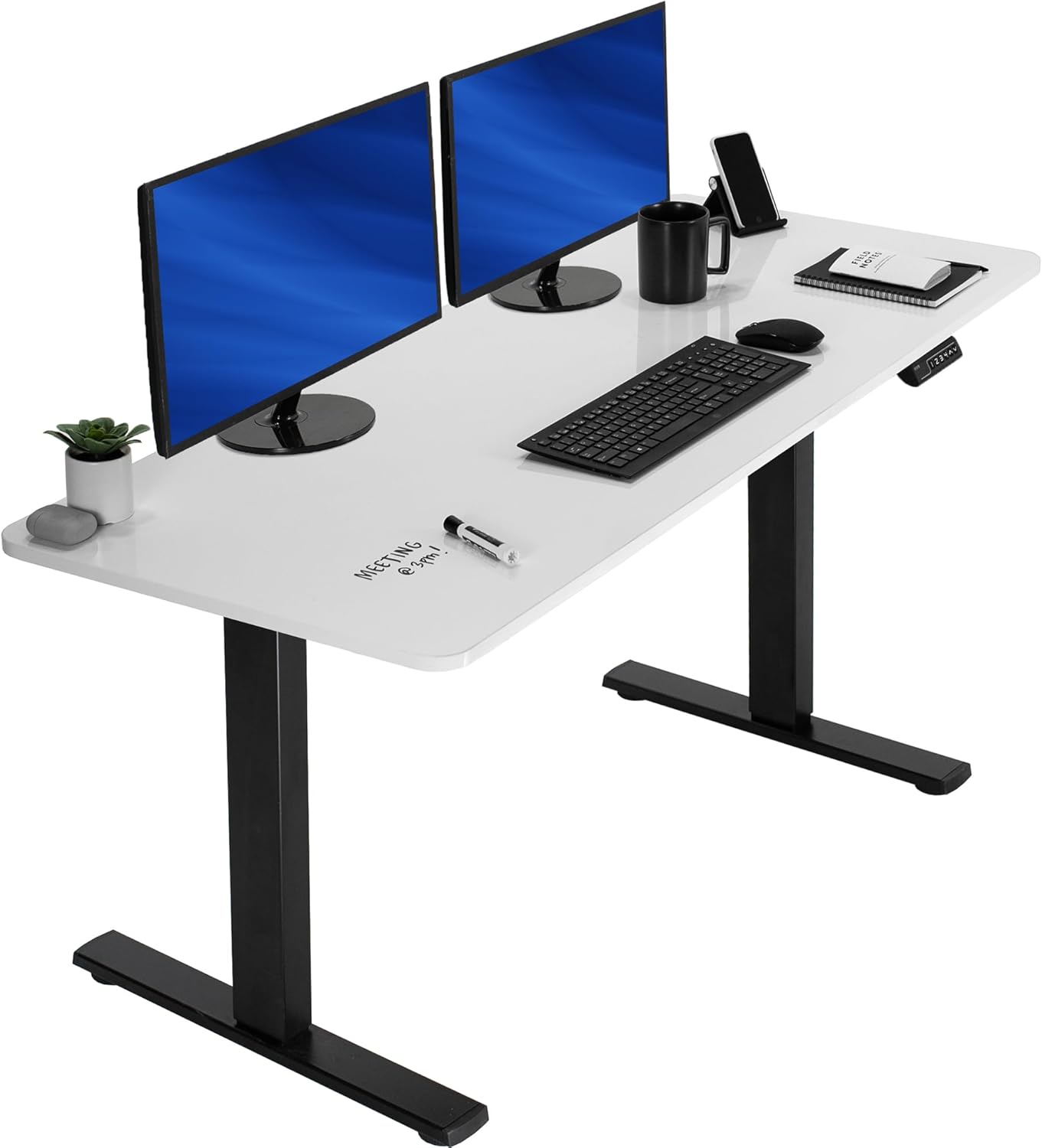 VIVO Electric 60 x 24 in Standing Desk, Memory Height Adjustment, 1B Series, Holds 220 lbs, One-Piece Black Top, Black Frame, DESK-KIT-1B6B