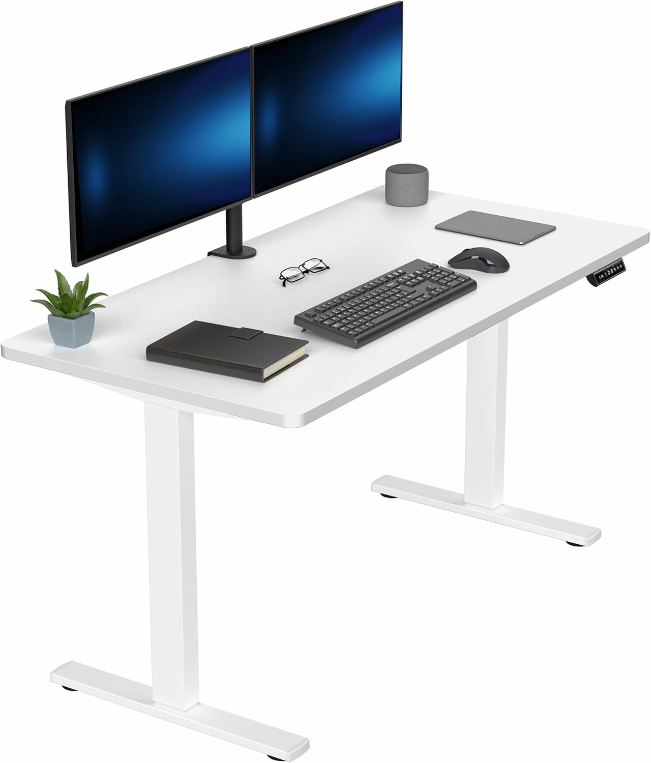 VIVO Electric 60 x 24 in Standing Desk, Memory Height Adjustment, 1B Series, Holds 220 lbs, One-Piece Black Top, Black Frame, DESK-KIT-1B6B