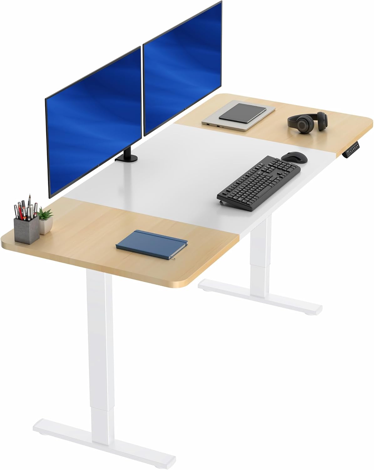 VIVO Electric 60 x 24 in Standing Desk, Memory Height Adjustment, 1B Series, Holds 220 lbs, One-Piece Black Top, Black Frame, DESK-KIT-1B6B