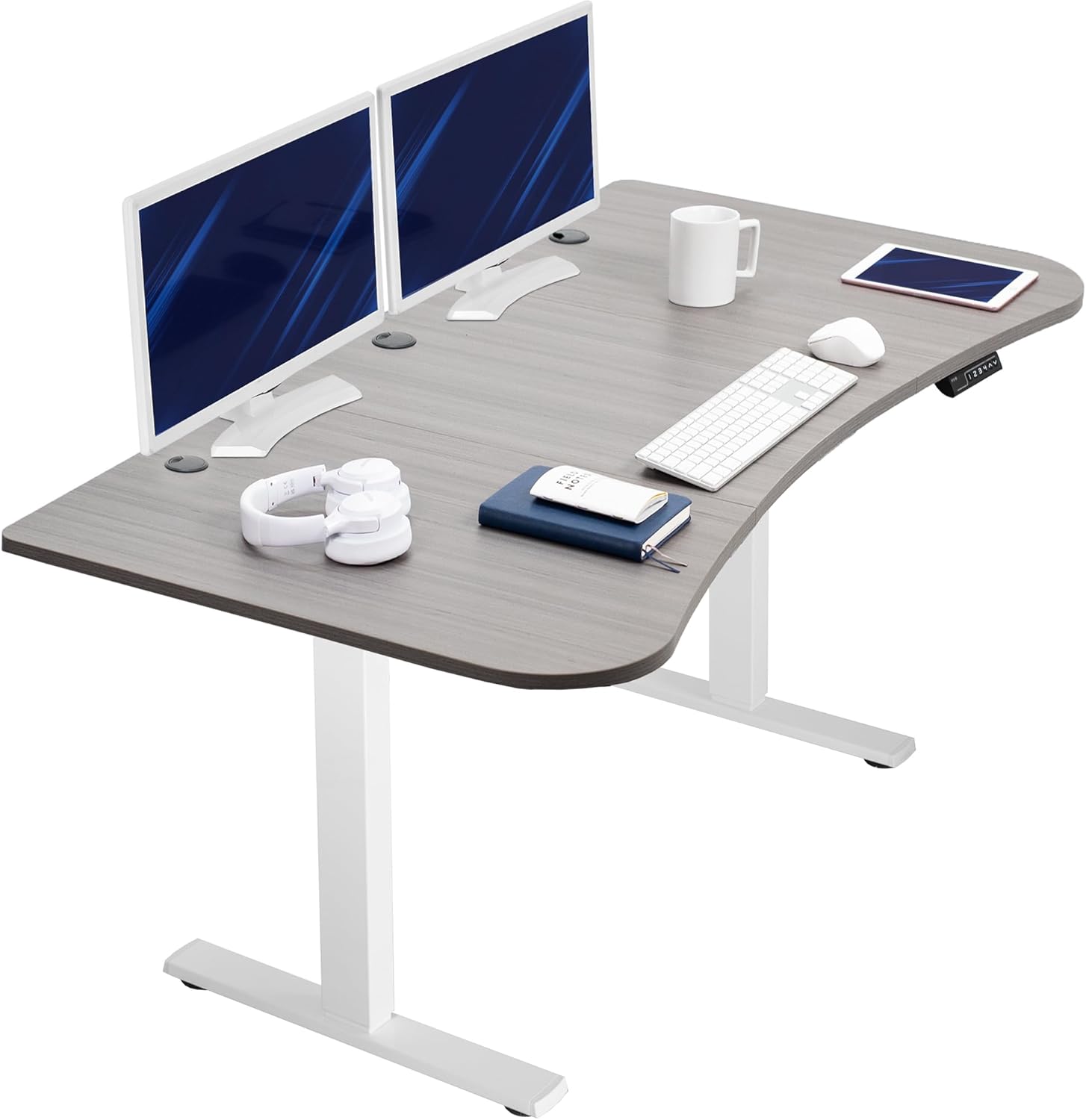 VIVO Electric 60 x 24 in Standing Desk, Memory Height Adjustment, 1B Series, Holds 220 lbs, One-Piece Black Top, Black Frame, DESK-KIT-1B6B