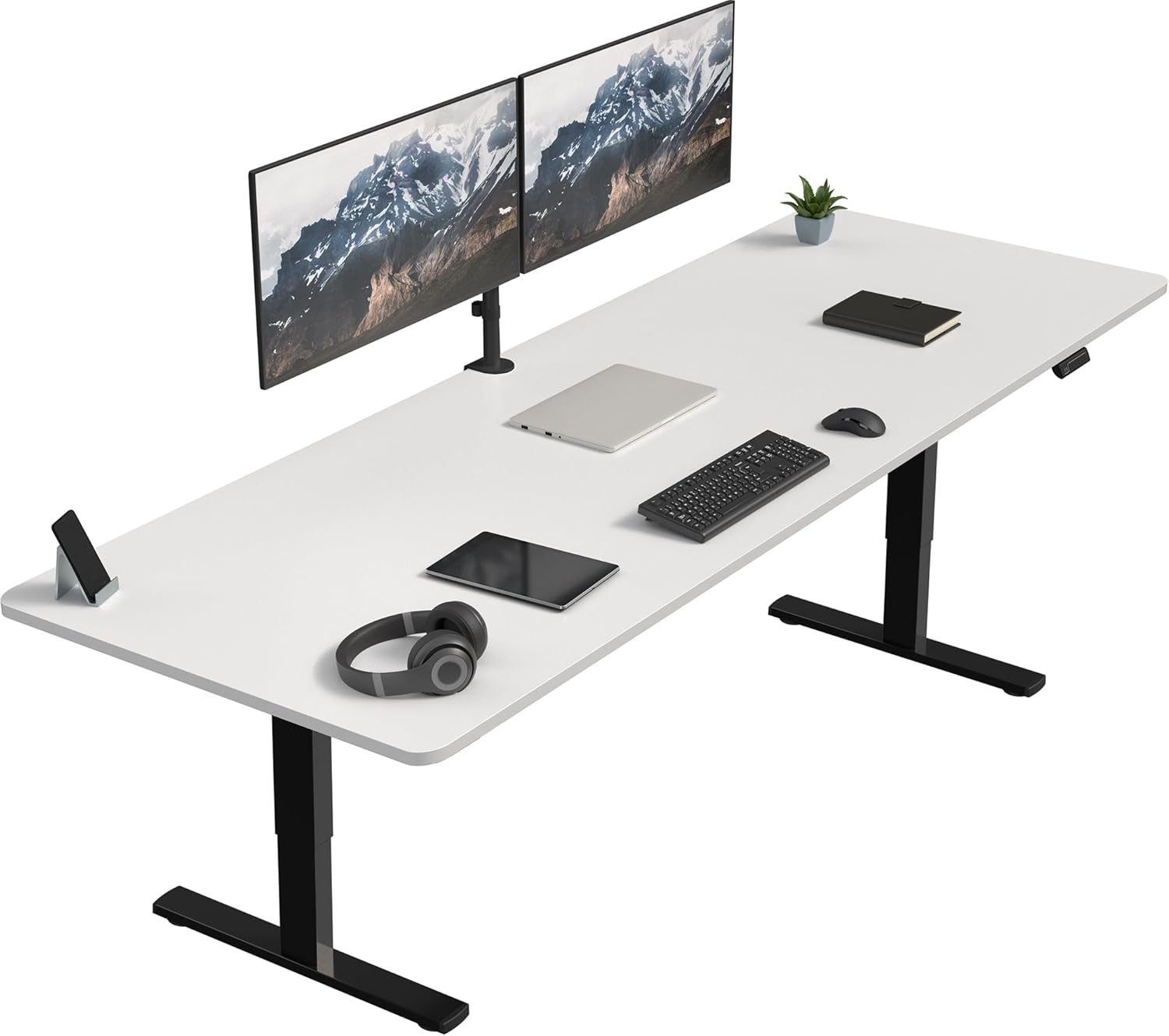 VIVO Electric 60 x 24 in Standing Desk, Memory Height Adjustment, 1B Series, Holds 220 lbs, One-Piece Black Top, Black Frame, DESK-KIT-1B6B