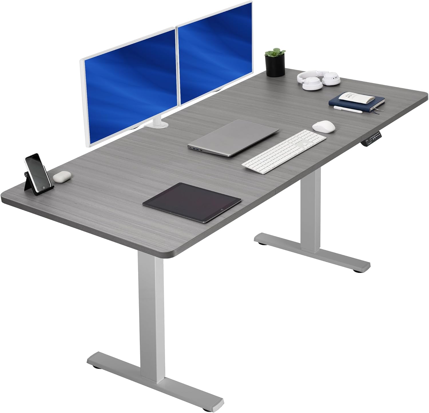 VIVO Electric 60 x 24 in Standing Desk, Memory Height Adjustment, 1B Series, Holds 220 lbs, One-Piece Black Top, Black Frame, DESK-KIT-1B6B