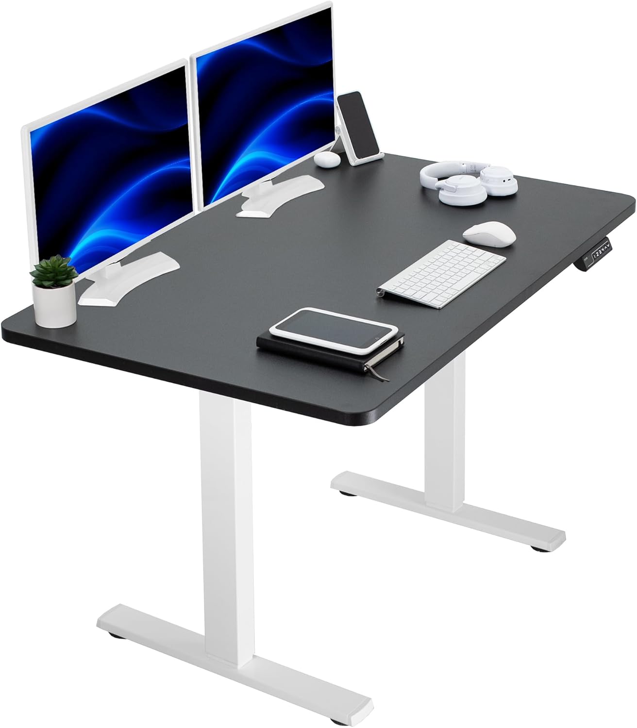 VIVO Electric 60 x 24 in Standing Desk, Memory Height Adjustment, 1B Series, Holds 220 lbs, One-Piece Black Top, Black Frame, DESK-KIT-1B6B