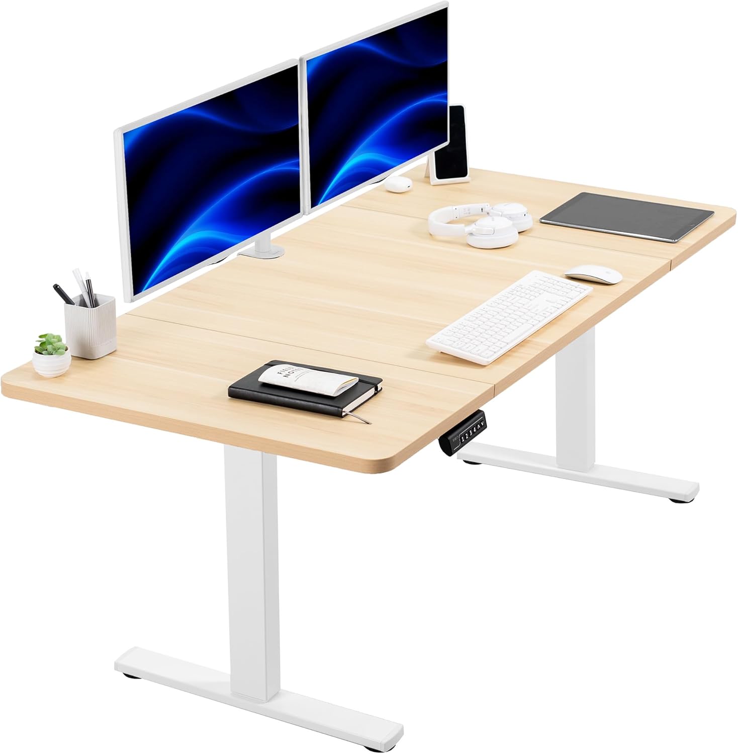 VIVO Electric 60 x 24 in Standing Desk, Memory Height Adjustment, 1B Series, Holds 220 lbs, One-Piece Black Top, Black Frame, DESK-KIT-1B6B