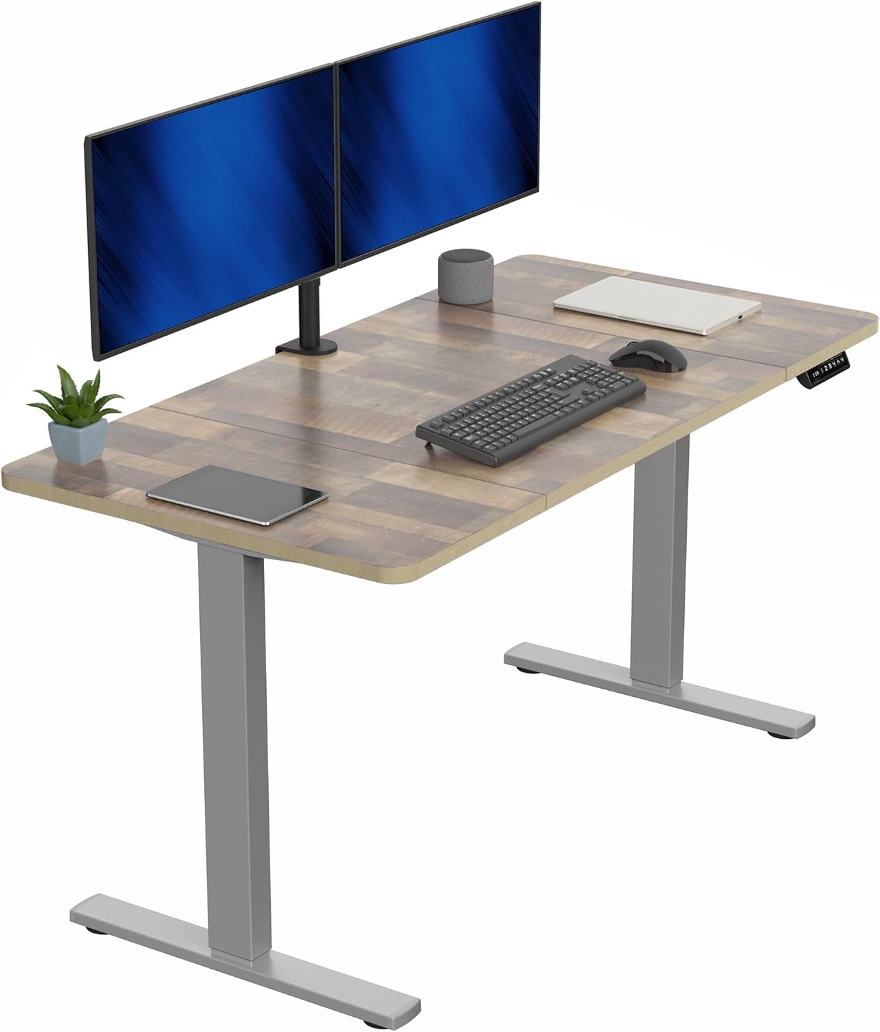 VIVO Electric 60 x 24 in Standing Desk, Memory Height Adjustment, 1B Series, Holds 220 lbs, One-Piece Black Top, Black Frame, DESK-KIT-1B6B