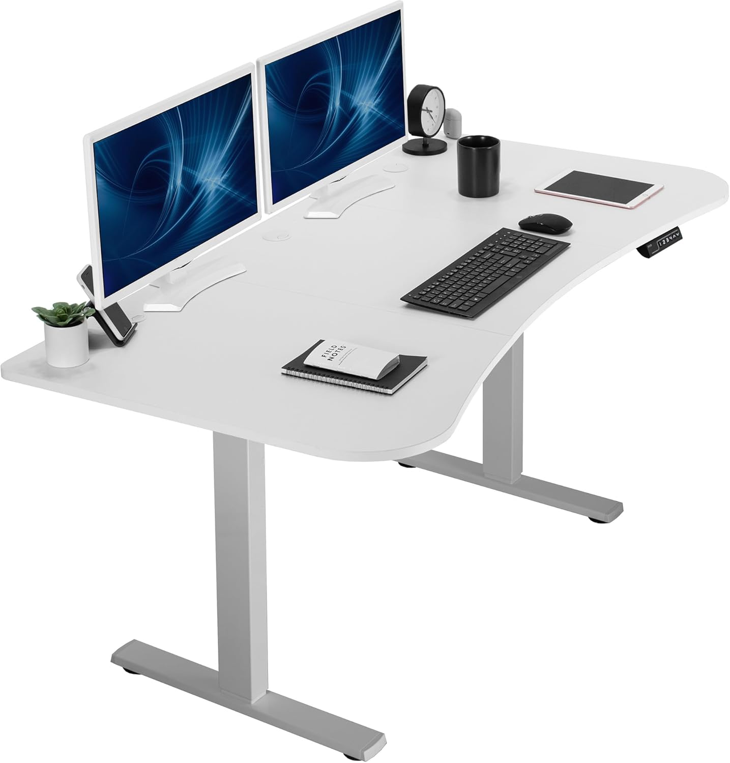 VIVO Electric 60 x 24 in Standing Desk, Memory Height Adjustment, 1B Series, Holds 220 lbs, One-Piece Black Top, Black Frame, DESK-KIT-1B6B