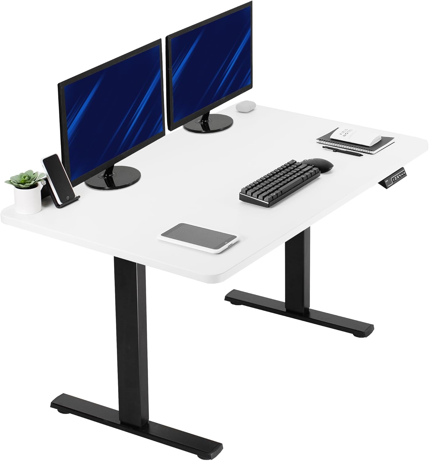 VIVO Electric 60 x 24 in Standing Desk, Memory Height Adjustment, 1B Series, Holds 220 lbs, One-Piece Black Top, Black Frame, DESK-KIT-1B6B
